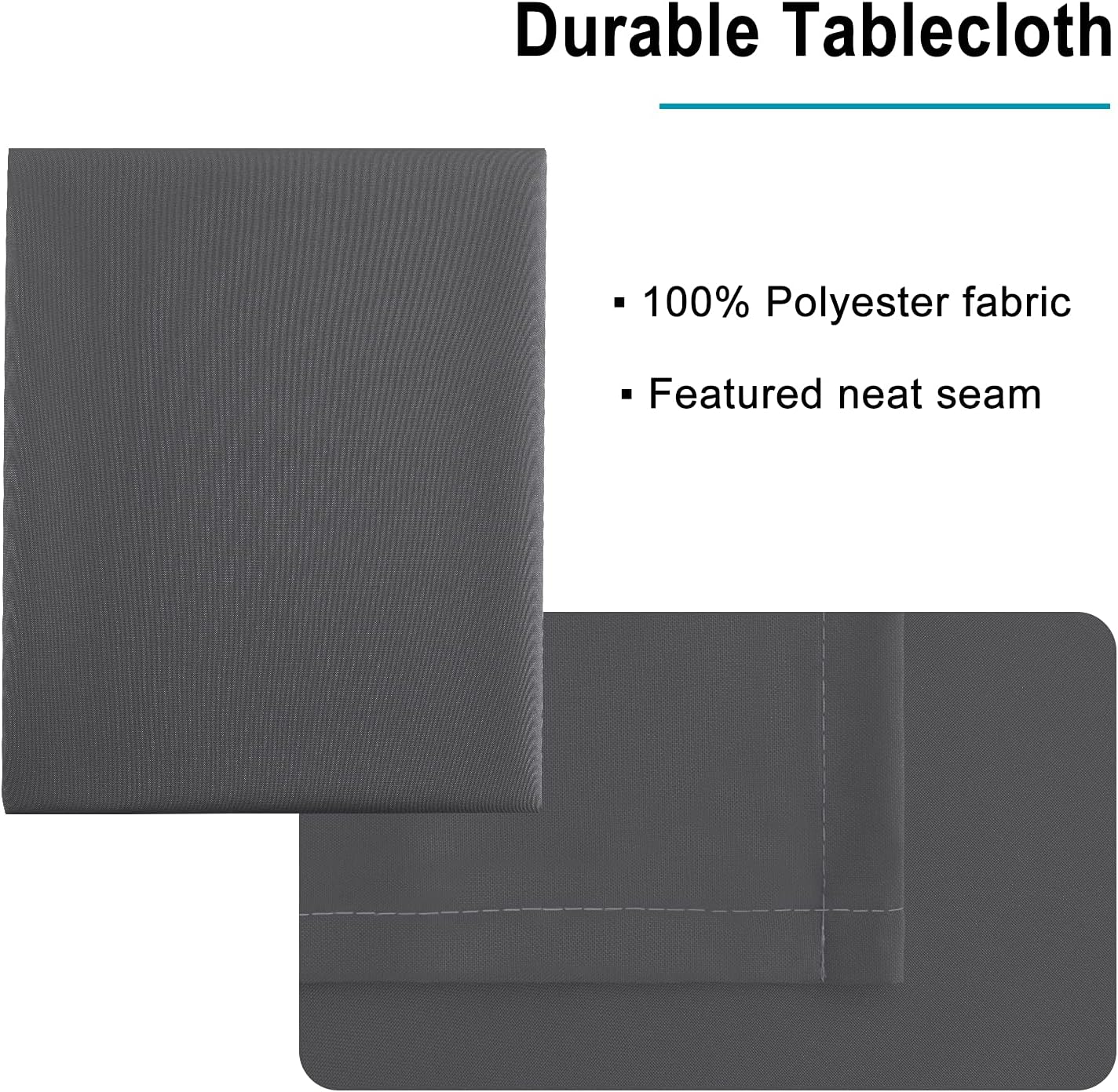 Hiasan Grey Tablecloth for Rectangle Tables - Waterproof and Spillproof Washable Fabric Table Cloth for Dining Room Kitchen Party, 60 x 102 Inch