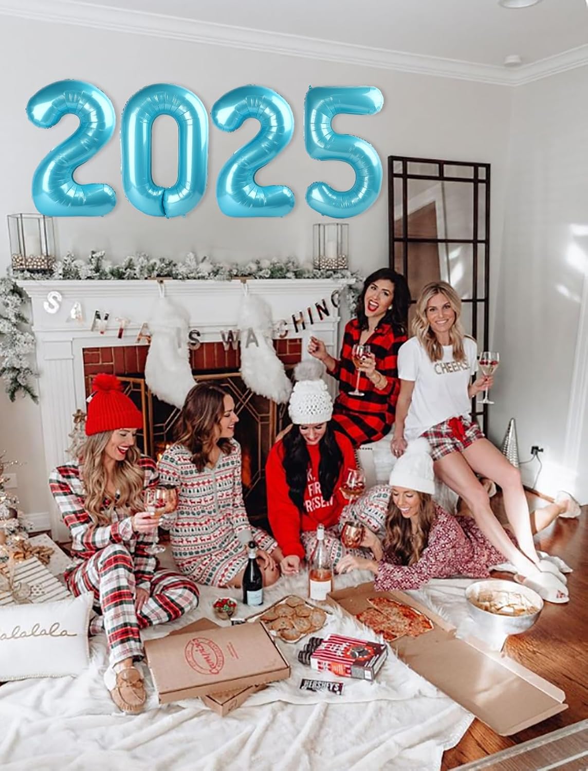 Pearlescent Blue 2025 Number Balloon, 40 Inch Foil Number 2025 Bluefoil Balloons, Happy New Year Eve Party Supplies Balloon Christmas Graduations Birthday Decoration