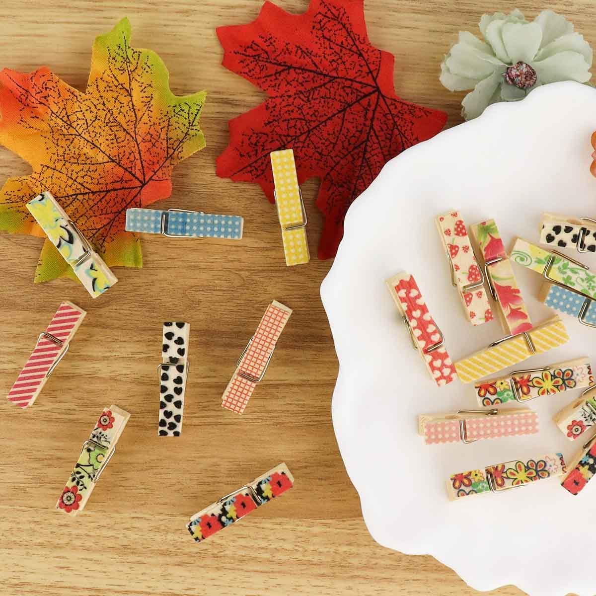 80 Pieces Colorful Painted Wood Clothespins for Craft Mini Photo Clips Wooden Clothespin Small Clothes Pins for Photos Pictures Display Wooden Clothe Photo Paper Peg Decorative Clothespins for Wedding