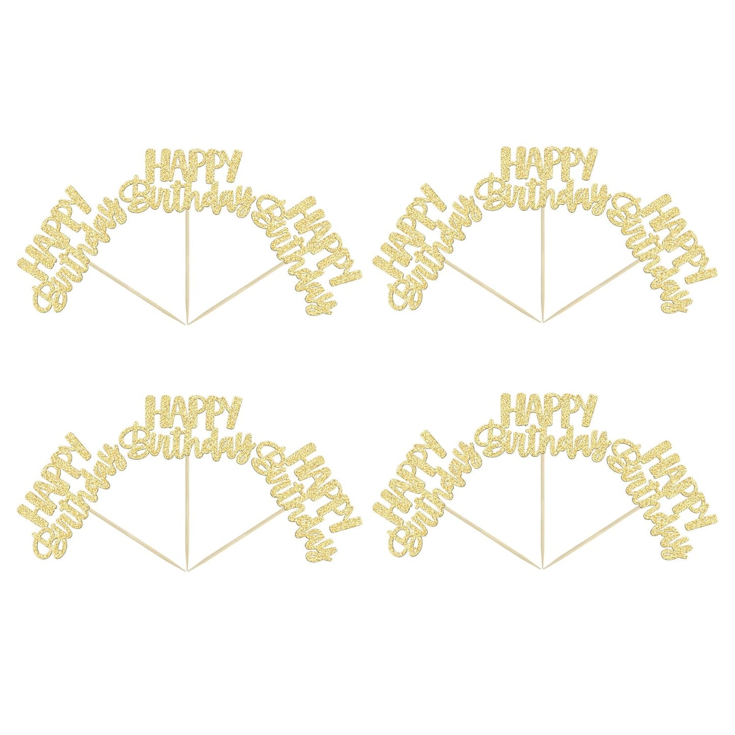 Gyufise 24Pcs Happy Birthday Cupcake Toppers Gold Glitter Celebrating Birthday Cake Picks Baby Shower Kids Birthday Party Decoration Supplies