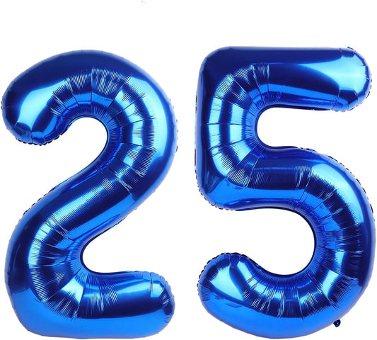 Big Mylar Navy Blue 25 Balloon 40 Inch, 25 Birthday Number Balloon Decorations, Men Boy 25 Birthday Numbers, Anniversary Party Supplies Foil Number Balloons