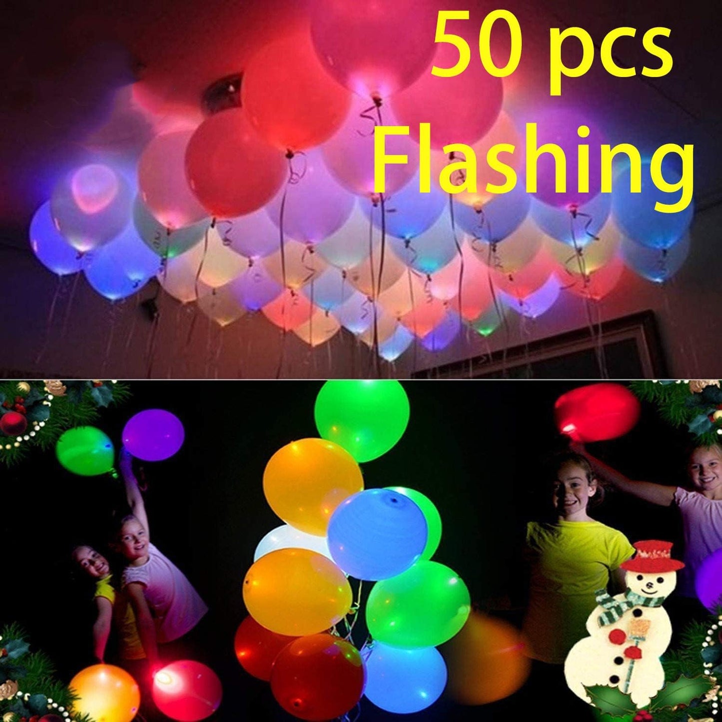 50 LED Light Up Balloons Mixed Colors Flashing Lasts 24 Hours Christmas Halloween Party Favors Birthday Wedding Decorations