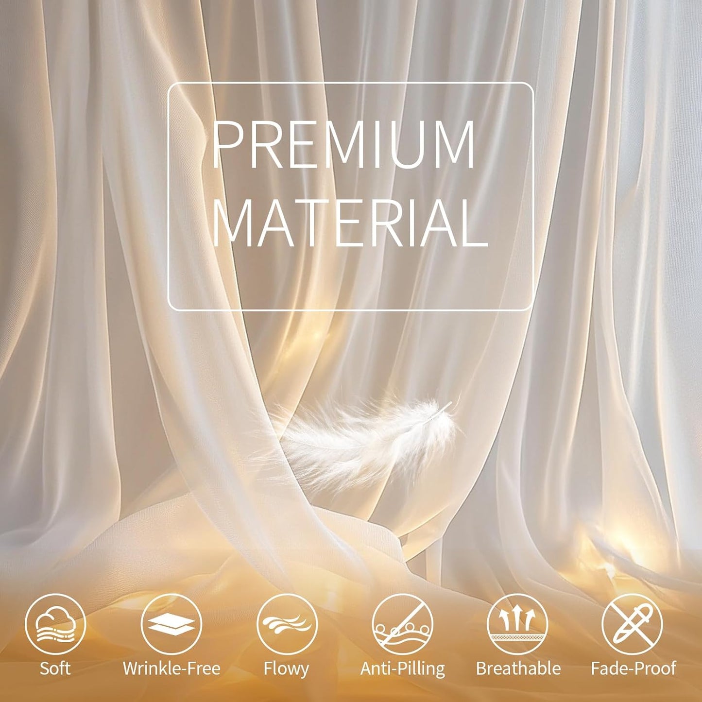 White Tulle Backdrop Curtain with Lights String - 10x8ft Sheer Backdrop with 250 LEDs for Wedding, Baby Shower, Bridal Shower, Birthday Party Photo Shoot Background and Home Decorations