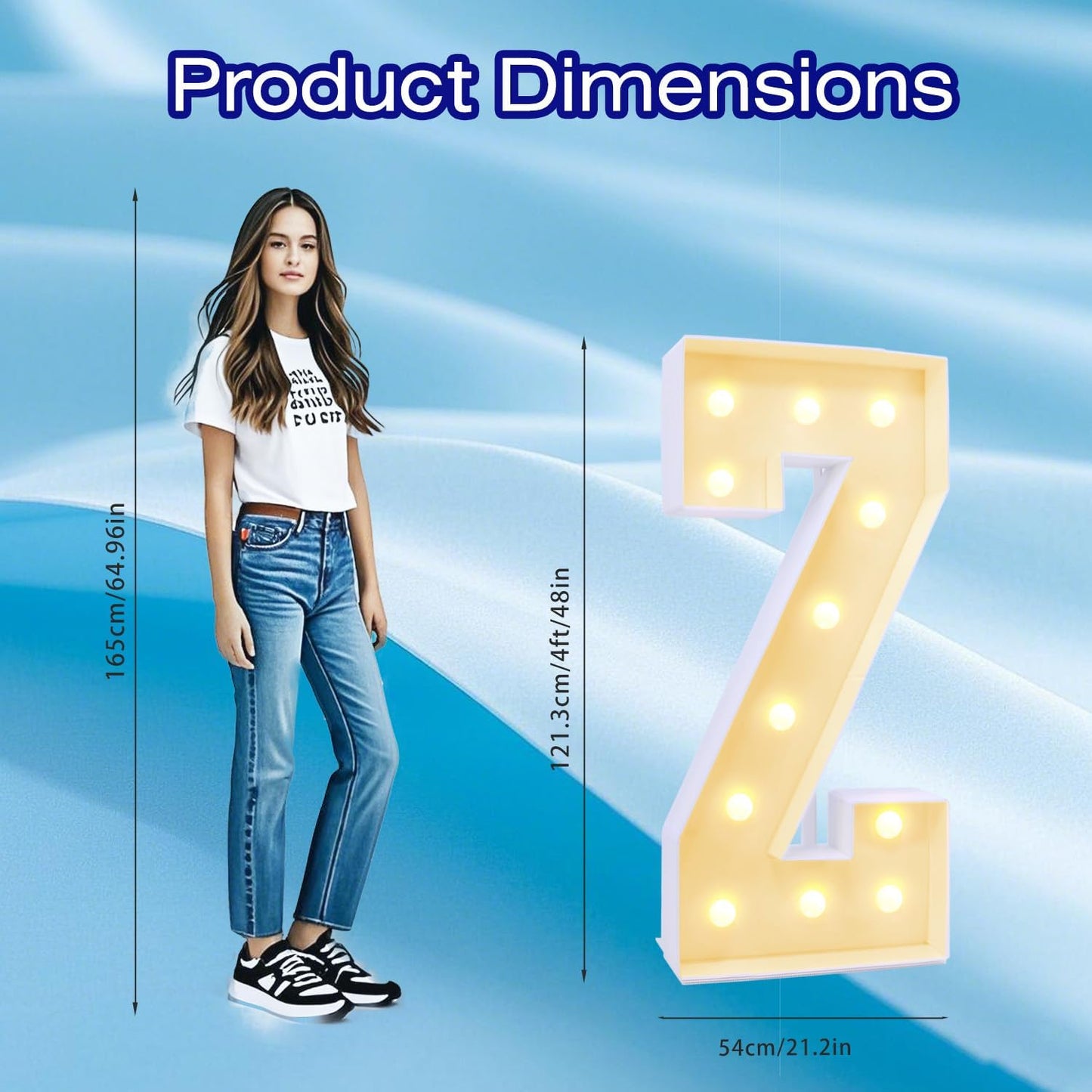 4FT Marquee Plastic Letters Z - Light up Letters Z Are Made from Corrugated Plastic Board - Quick Assembly Without Tools, Disassembled Components Can Be Used for Garage Sale Signs, Yard Sale Signs