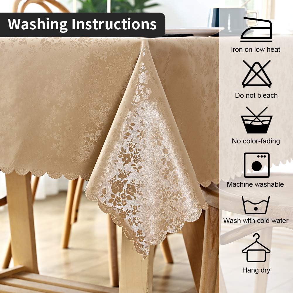 Smiry Rectangle Table Cloth, Waterproof Heavy Duty Vinyl Tablecloths, Wipeable Washable Table Cover for Kitchen and Dining Room (Brown, 54" X 108")