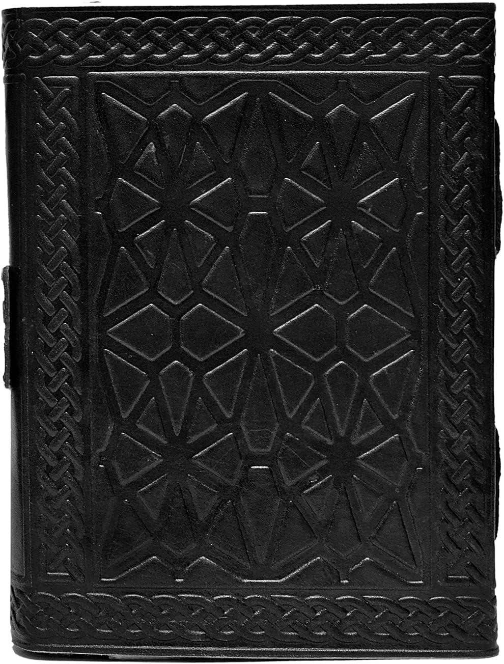 3 Moon Blue Lapiz Embossed Vintage Leather Journal | 240 Pages of Antique Handmade Deckle Edge Vintage Paper, Leather Sketchbook, Drawing Journal, Great Gift (5 by 7 inch, black)