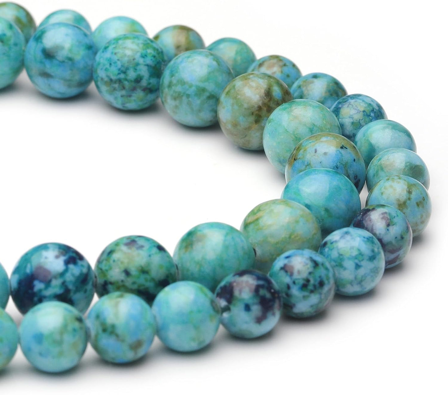 6mm Natural Stone Beads for Jewelry Making,Blue Imperial Turquoise Polished Smooth Round Gemstone Beads for Bracelet Necklace 15 Inch