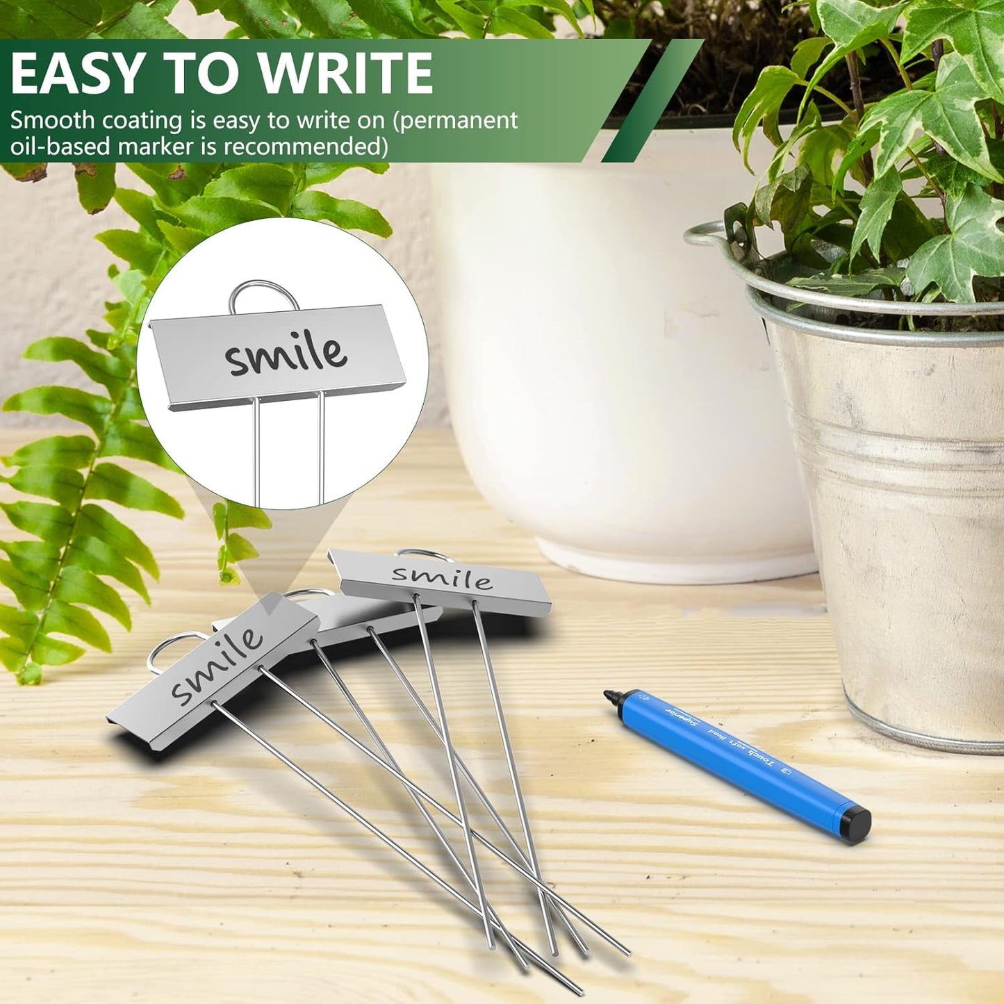 50-Pack Metal Plant Labels Weatherproof Garden Markers,Height 10.6'', Label Area 3.5''X 1.2'' Reusable Nursery Tags for Vegetables Herb Flower Seed Greenhouse - Zinc