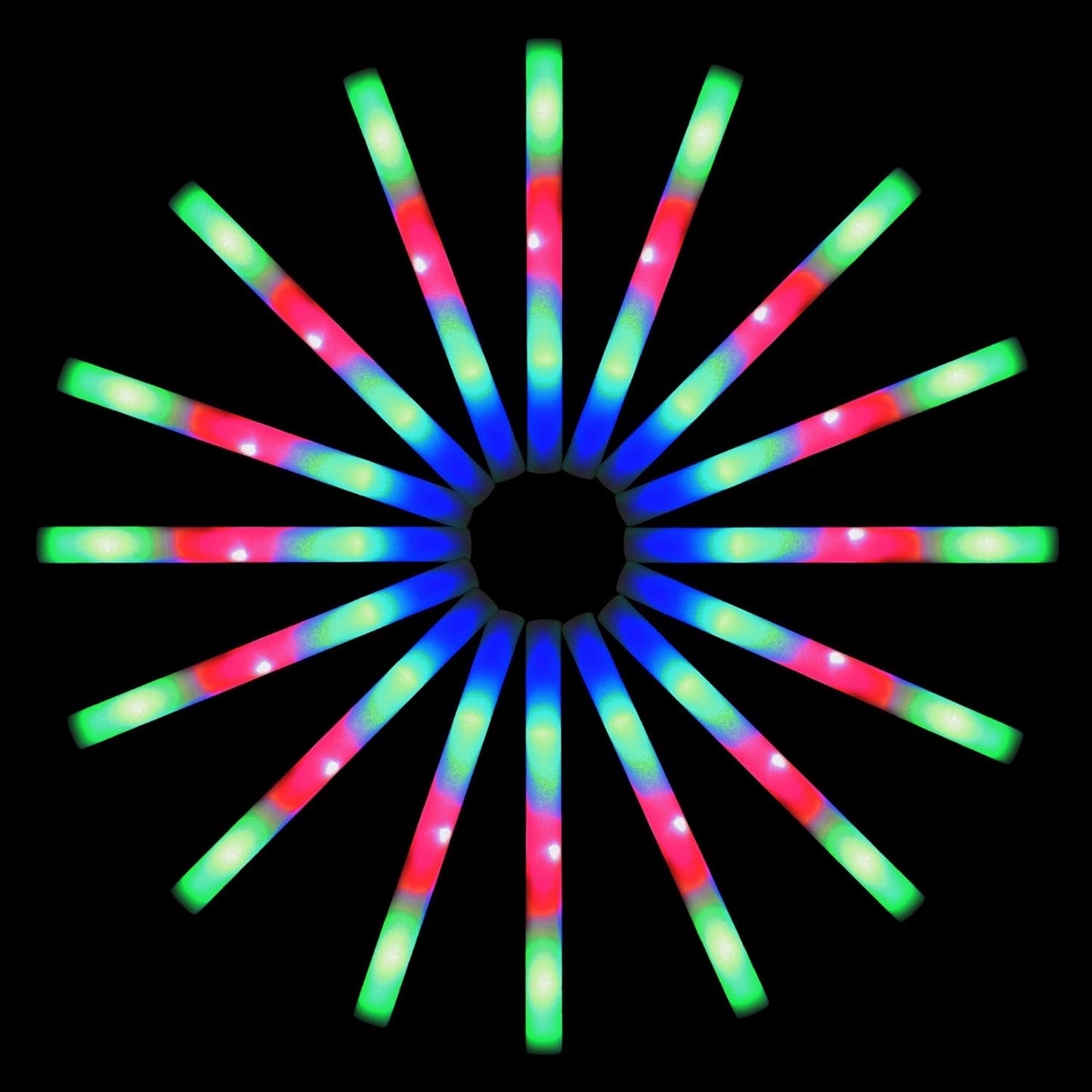 100 LED Foam Sticks Lights - Party Batons Wand for Weddings, Birthdays, DJ, Concerts, Festivals, Events - 3 Color Lighting Modes