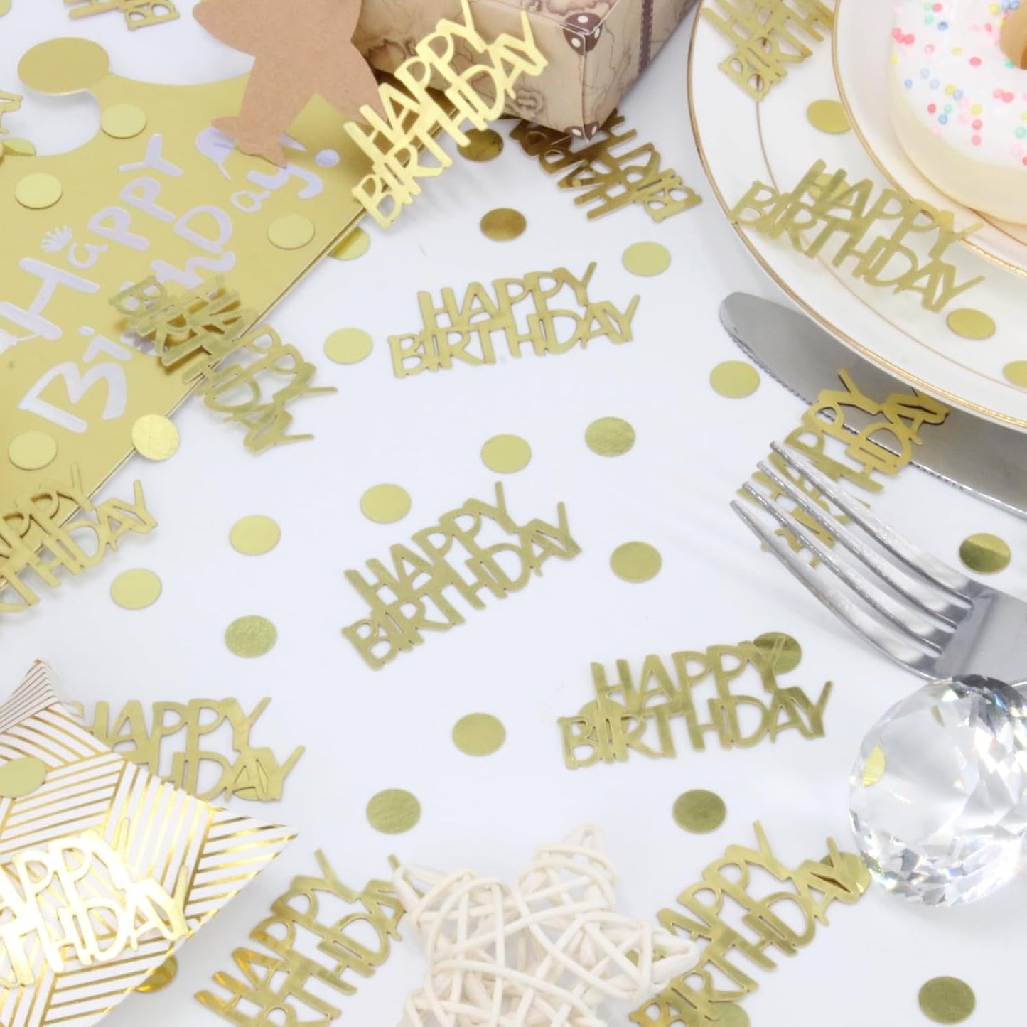 270 PC Gold Happy Birthday Confetti for Tables Birthday Party Decorations for Adults/Kids