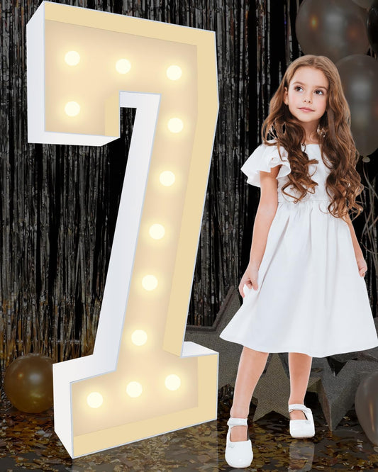 4FT Plastic Marquee Numbers 7 - Light up Numbers Are Made from Corrugated Plastic Board - Quick Assembly Without Tools, Disassembled Components Can Be Used for Photo Wall Decoration, Yard Sale Signs