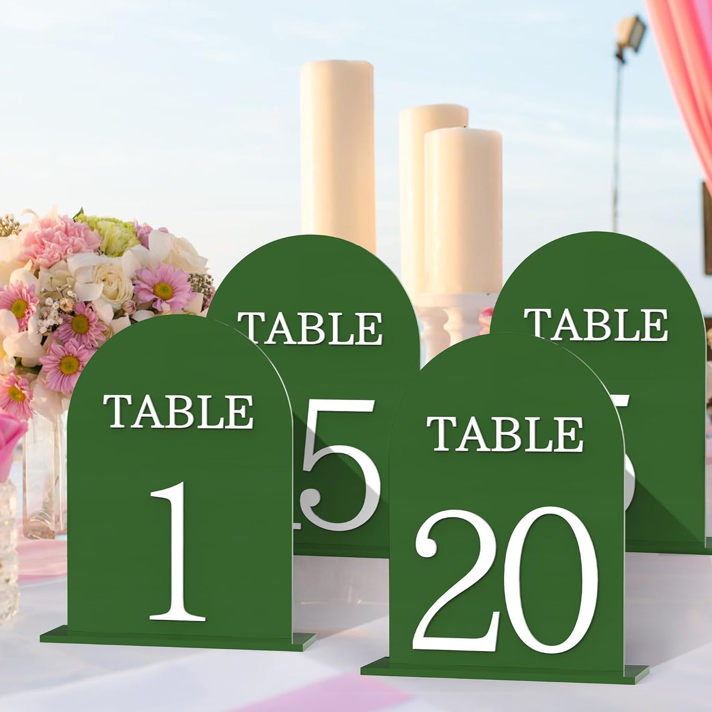Arch Wedding Table Numbers 1-20 with Stands, 5" X 7" Double Sided Acrylic Wedding Sign Holders, Durable Non-Fading Table Number for Wedding Reception, Events, and Centerpieces