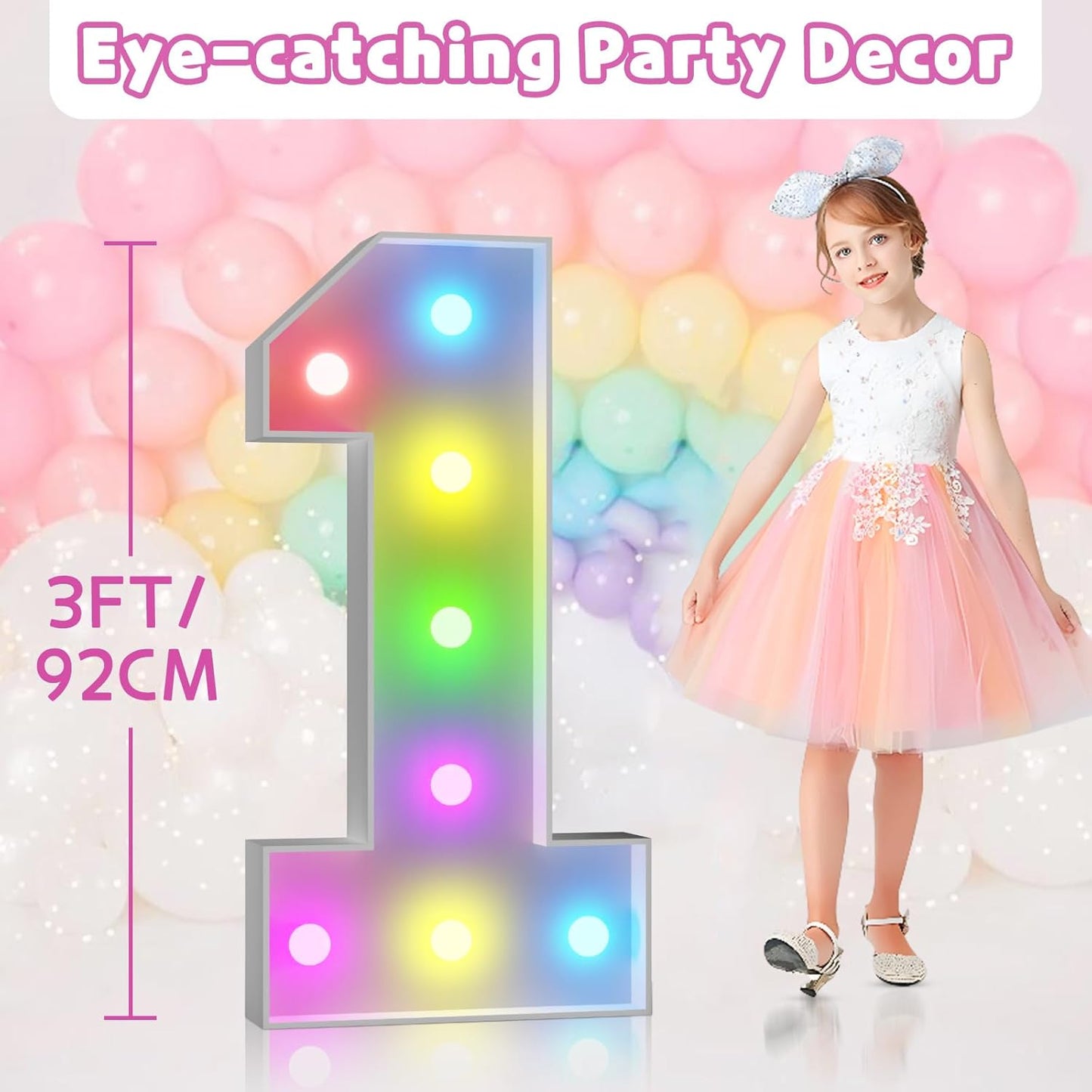 Marquee Numbers 21st-Birthday Decoration: Colorful 3FT Large Light Up 21 Year Old Birthday Decorations Anniversary Backdrop for Boys Girls Cardboard Sign 18 Colors Number 21 Mosaic Balloon Frame