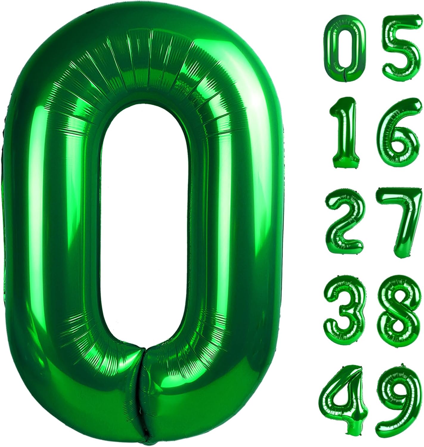 Green Helium Number Balloon 40 Inch, Giant Foil Green Number 0 Birthday Balloons, Large Numbers 10 20 30 40 50 60 70 80 90 100 2025, Party Celebration Supplies Decorations