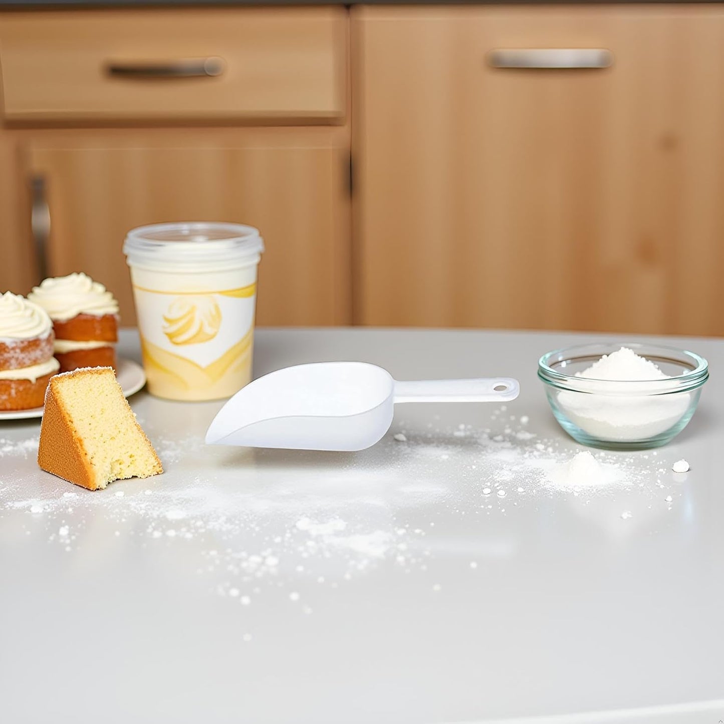 1PC White Ice Scoop Plastic Ice Shovel Measuring Scoops Multifunctional Ice Tray Shovel Flour Candy Grains Dessert Scoopers for Ice Cream Tools, 17x3.5x10cm