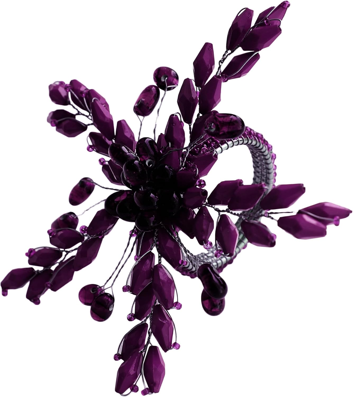 Napkin Rings Set of 12 for Dining Table Decoration Parties Everyday Metal Napkin Holder Leaf Purple (Pack of 12)