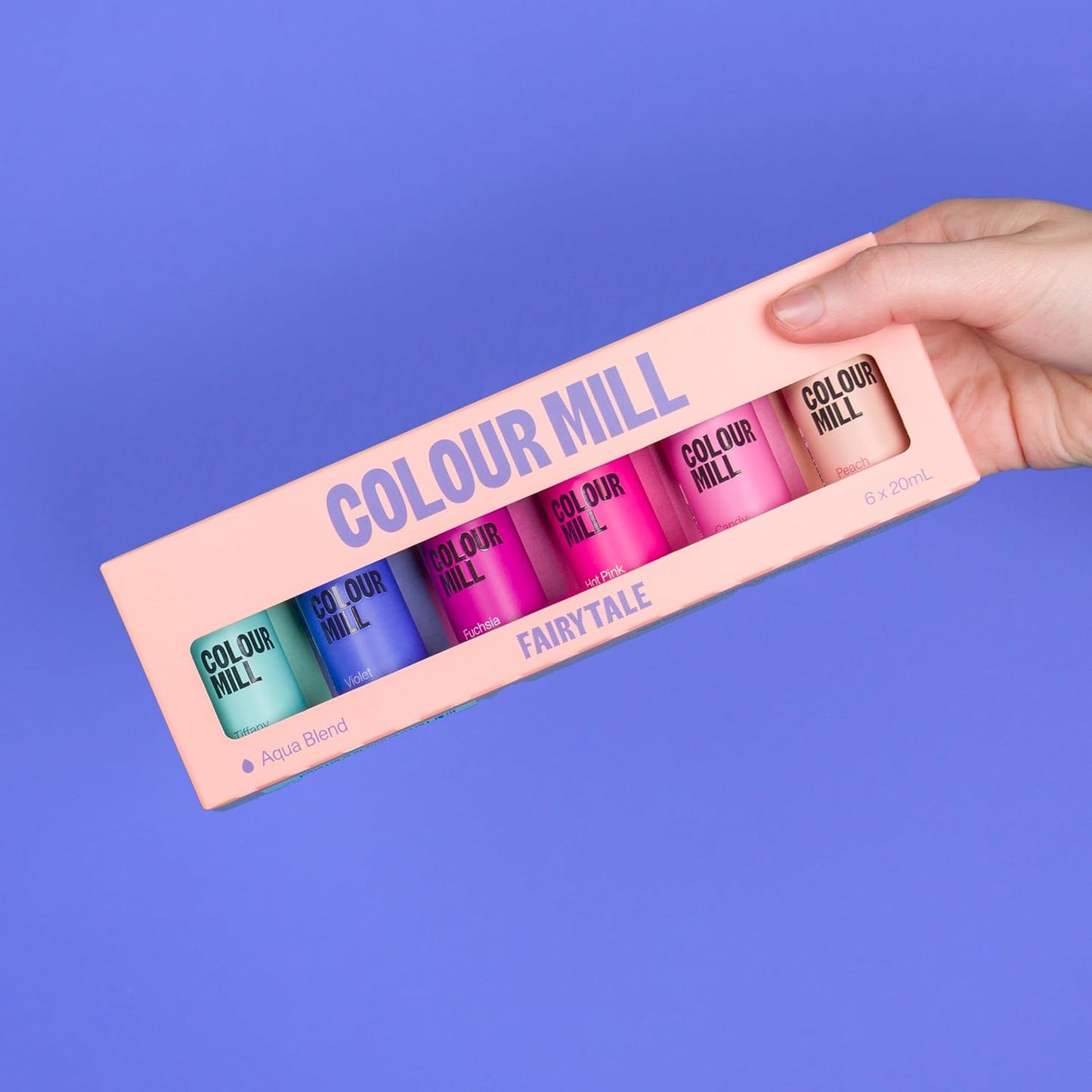 Colour Mill Fairytale Pack Aqua Blend Water-Based Food Coloring, 20 Milliliters Each of 6 Colors: Candy, Hot Pink, Fuchsia, Peach, Tiffany and Violet