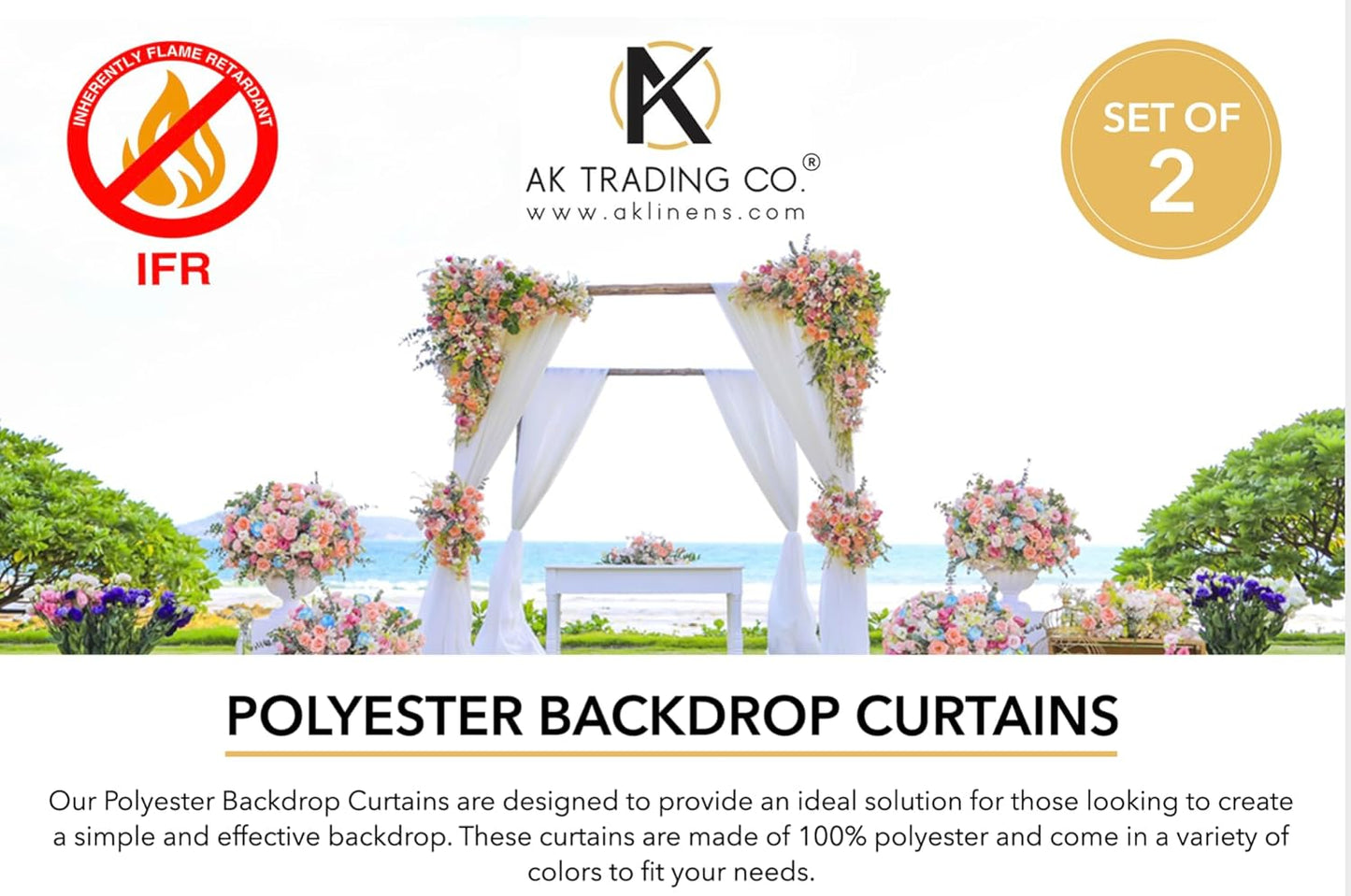 AK TRADING CO. 10 feet x 8 feet IFR Polyester Backdrop Drapes Curtains Panels with Rod Pockets - Wedding Ceremony Party Home Window Decorations - Turquoise