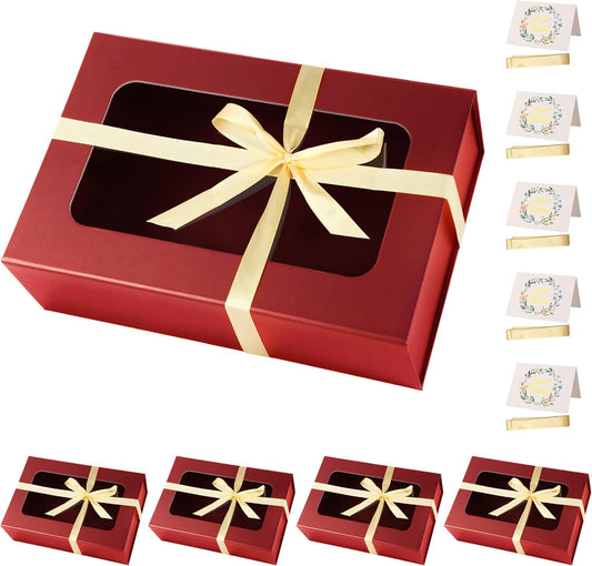 Red Large Gift Boxes with Window, 13.5"x9"x4.3" Bridesmaid Boxe for Gift Giving,Birthday Gift Box with Magnetic,Closure Lid Gift Boxes for Presents,Cute Boxe,Luxury for Gift Packaging,Gift Box for Wrapping Gifts