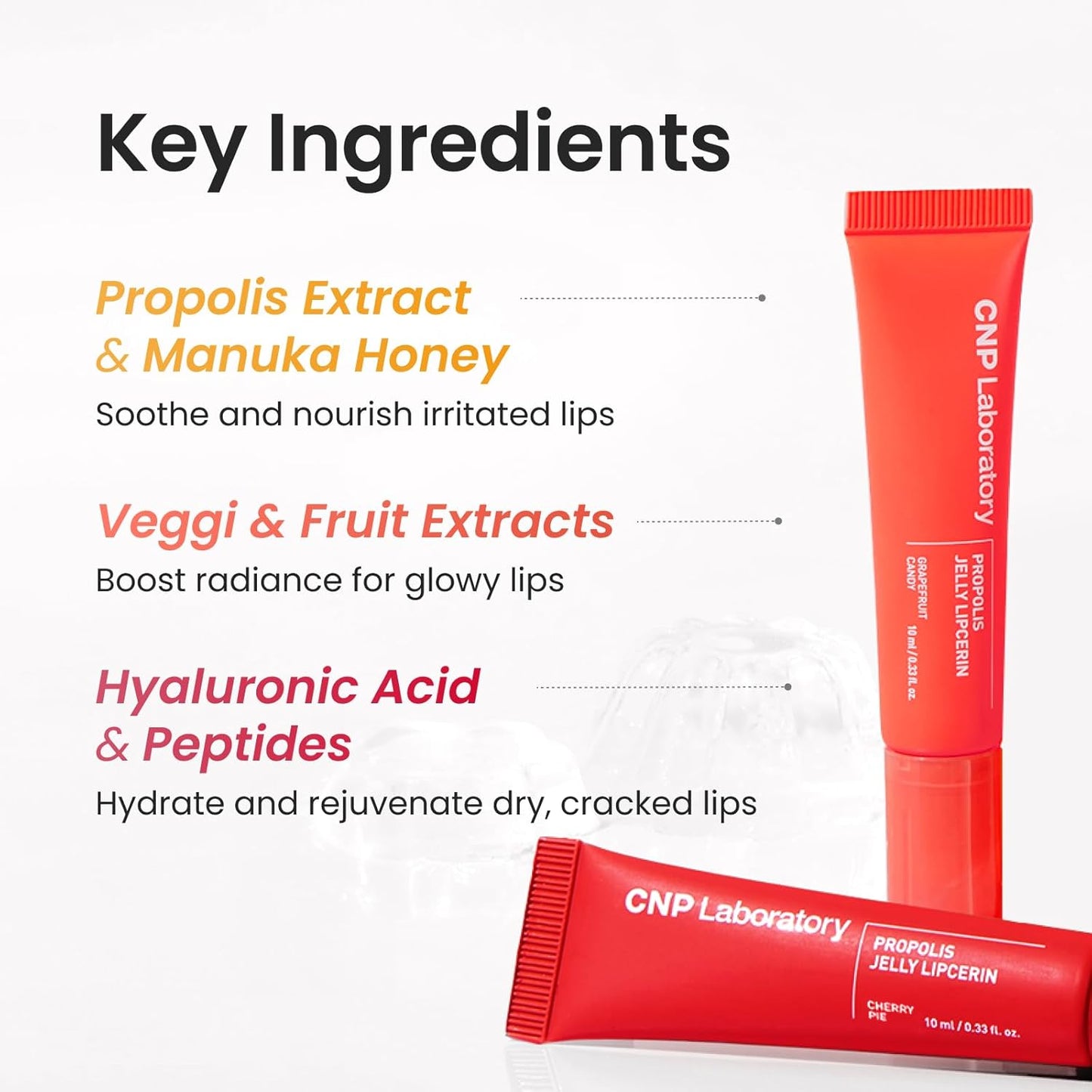 CNP Propolis Jelly Lipcerin™ - 01 Honey Cake, Hydrating Lip Balm & Gloss with Manuka Honey + Hyaluronic Acid, Korean Skincare, 0.3 fl.oz.