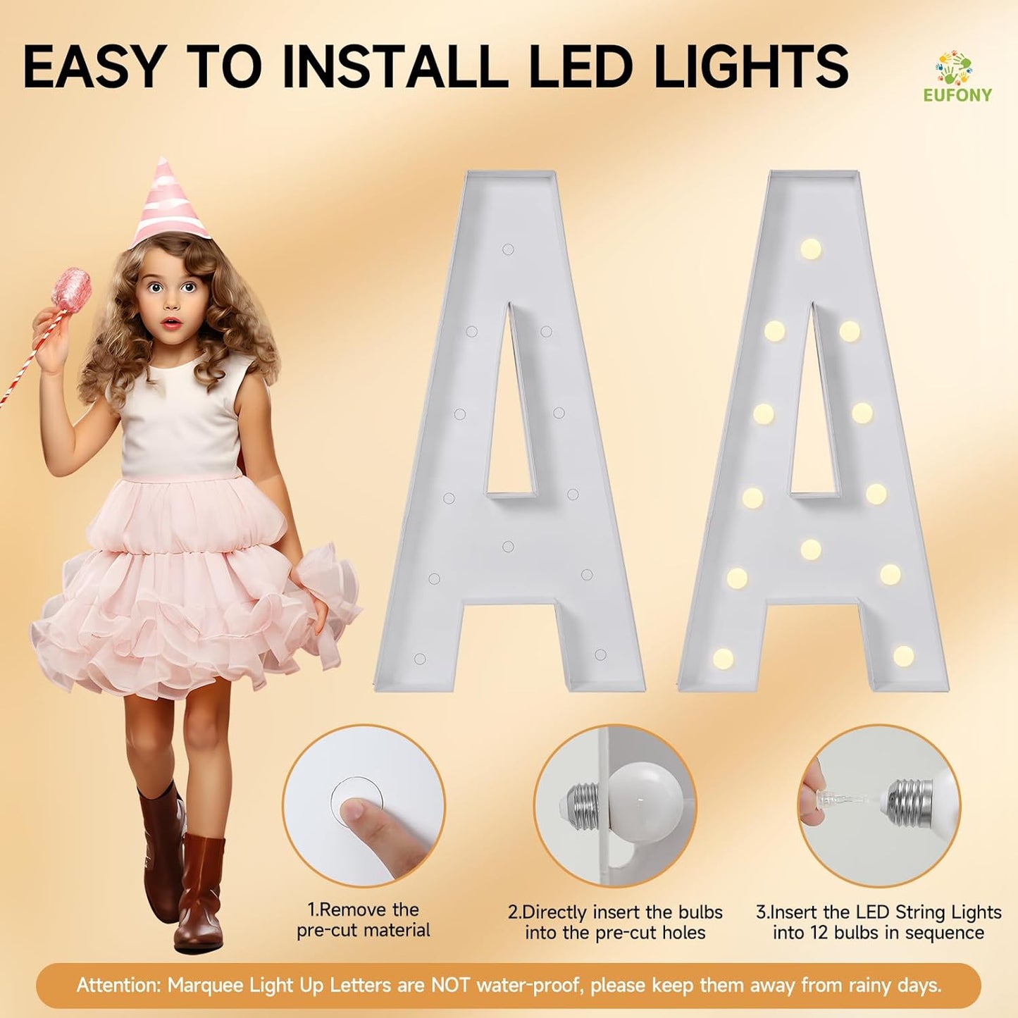 eufony Marquee Letters 4 Feet Tall, 4 FT Marquee Light Up Letters, Giant Light Up Letters 4FT for Birthday Party Baby Shower Gender Reveal Graduation Decorations, Letter L with LED Lights DIY Kit