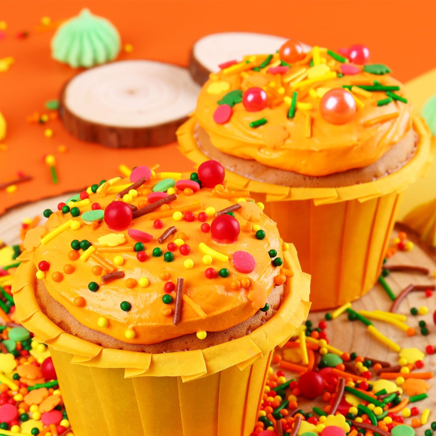 Thanksgiving Autumn Fall sprinkles for cake decorating 7 ounces, Cake Confetti Sprinkles, Cookie Cupcake Toppers Ice Cream Donut Jimmies Quins Decorations