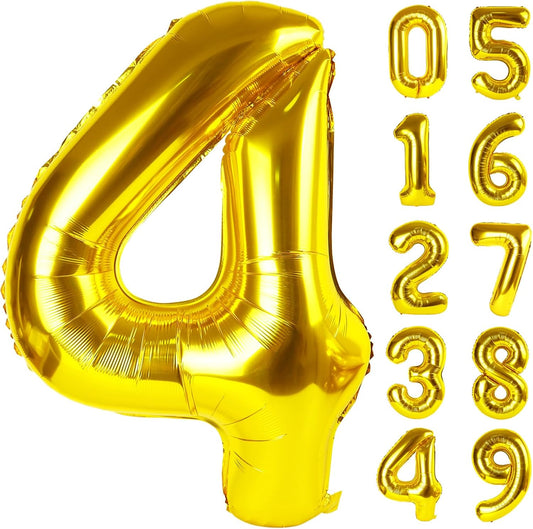 40 Inch Gold 4 Balloon for four Birthday,Glod Mylar Foil 4 Number Balloon Birthday Decorations for Girl Boy Toddler Baby 14th 24th 40th 44th Giant Number 4 Balloon Party Supplies