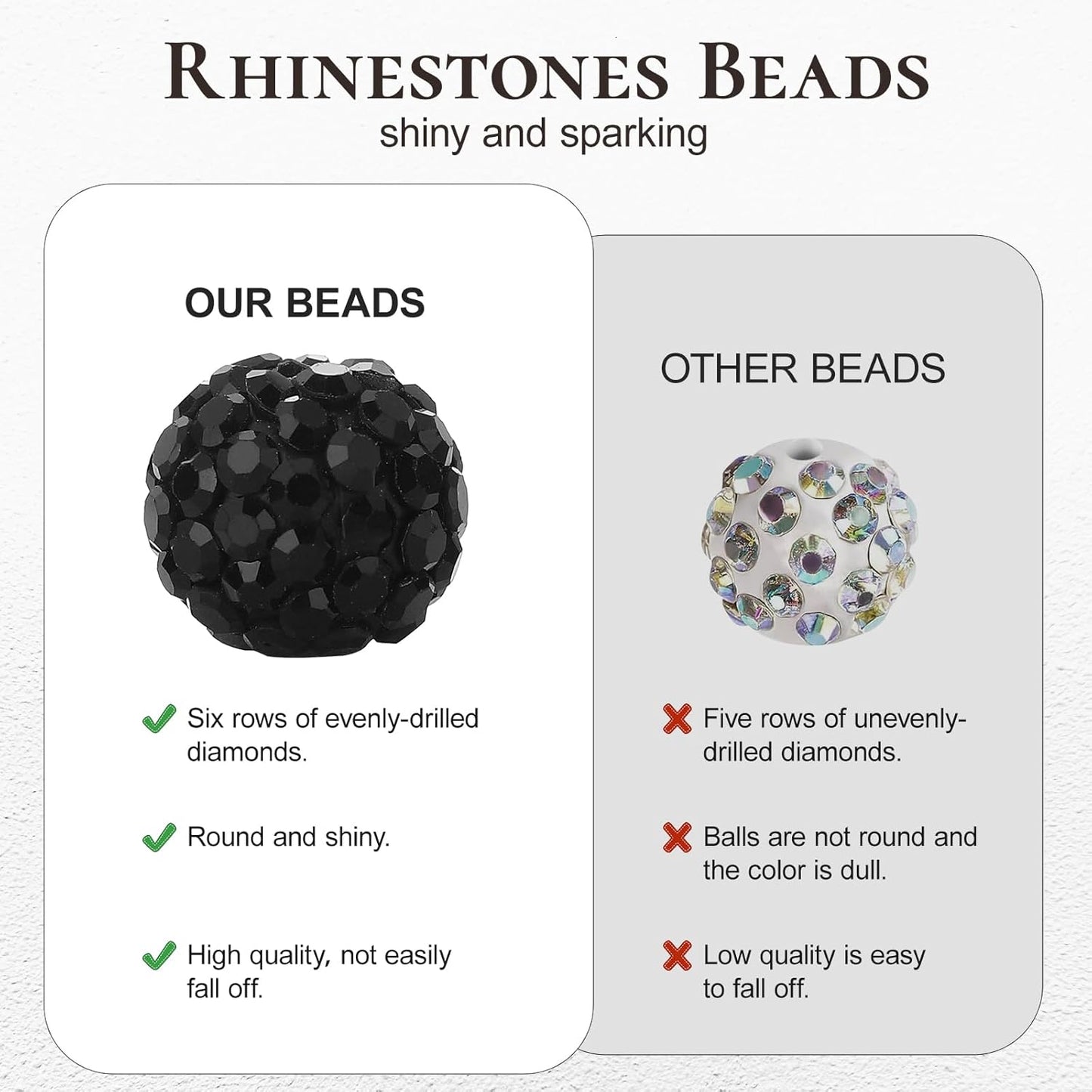 240pcs 10mm Gold Rhinestone Beads for Jewelry Making, Crystal Disco Ball Beads for DIY Crafting Friendship Bracelet, Necklace, Earring and Decoration