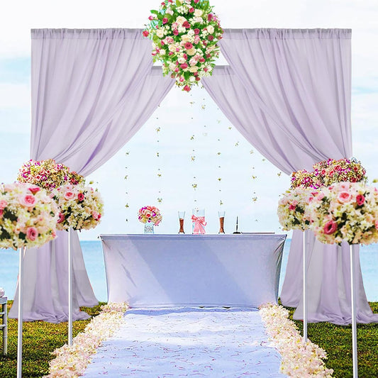 DUOBAO Light Grey Sheer Curtains 2 Panels, 10FT Long, Silver Chiffon Drape, Rod Pocket, Translucent Semi-Sheer, Living Room & Bedroom, 59W x 120L