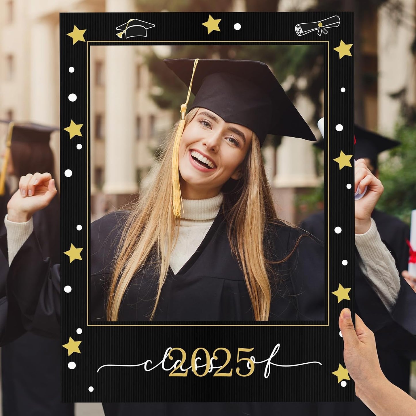 32 x 24 Inch Large Blank DIY Photo Booth Props Picture Frame Party Frame DIY Photo Booth Props Selfie for Birthday, Graduation, Christmas Holiday Party(Black,Vertical)