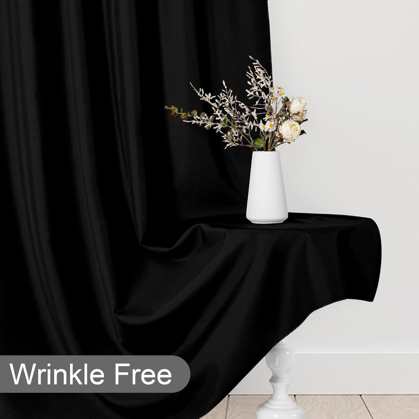 DWCN 10x8 FT Black Backdrop Curtains for Parties, Photography Backdrop Drapes with Rod Pockets for Wedding Decorations Stage Birthday Family Gatherings, 2 Panels 5ft x 8ft