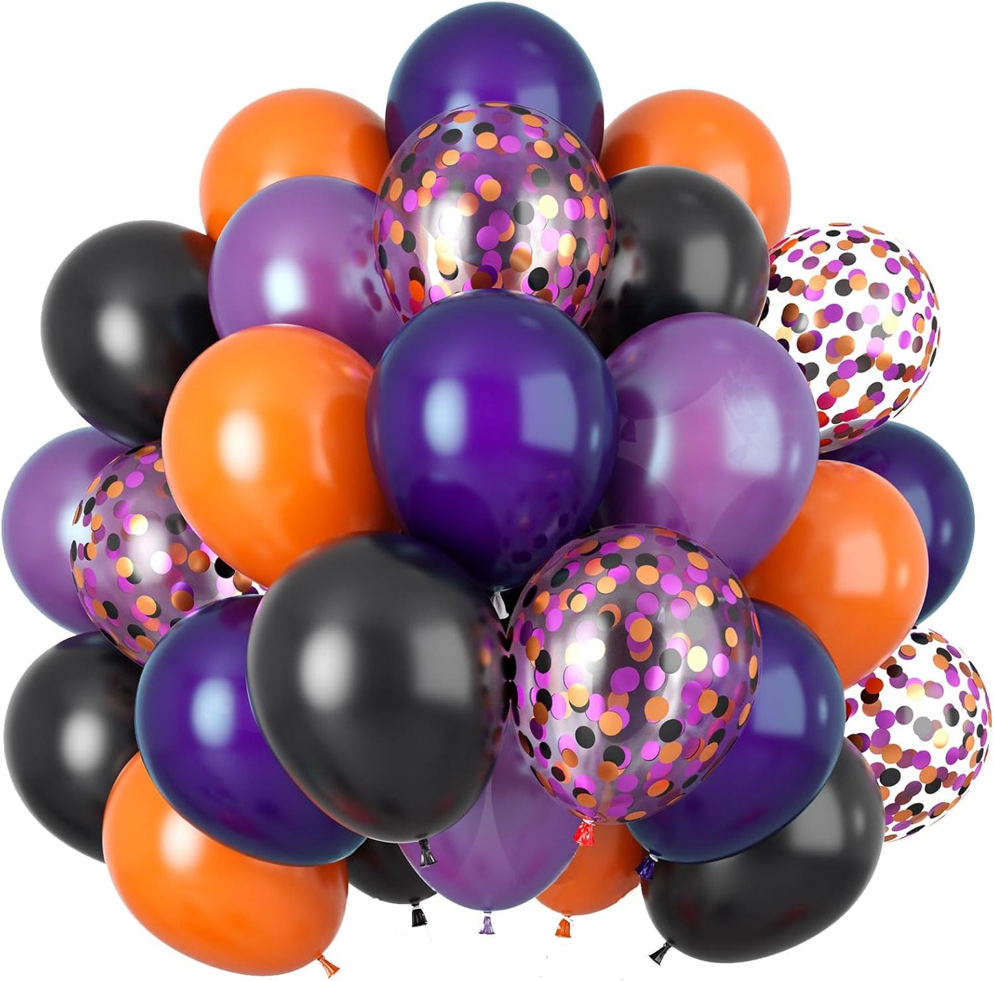 60Pcs Black Orange Purple Balloons, 12 Inch Balloon Purple Black Orange Party Balloons with Confetti Latex Helium Balloon for Birthday Festival Party Decoration Halloween Theme Party Indoor Outdoor