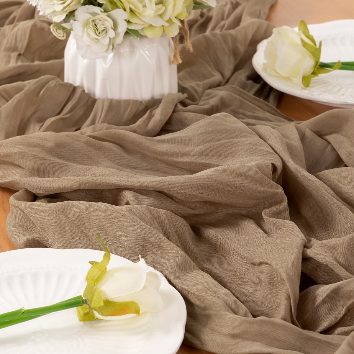 Nude Table Runner Cheesecloth Table Runner 10FT Farmhouse Table Runners 120 Inches Fall Table Decor Dining Room Centerpiece Wedding Boho Baby Shower Birthday