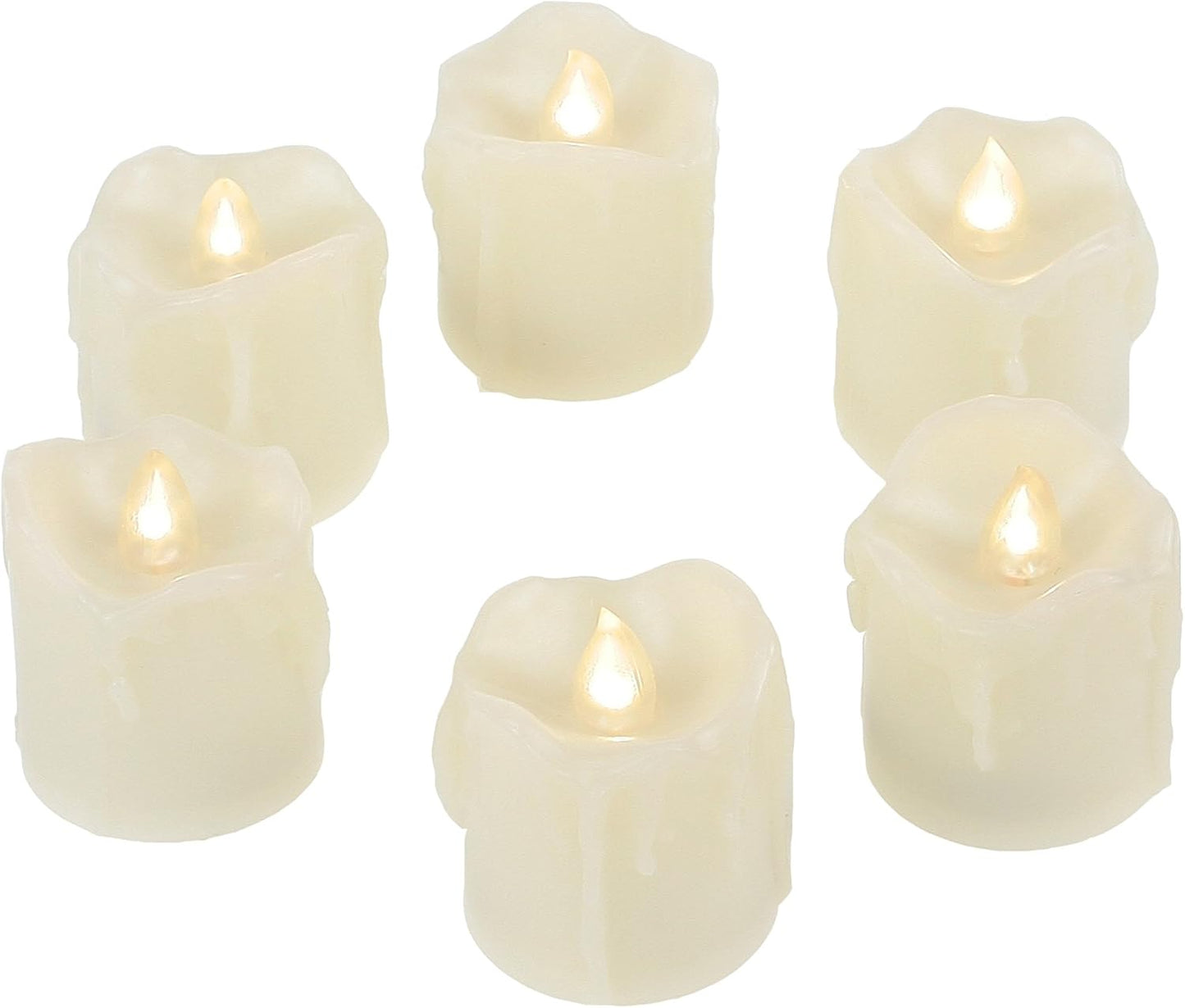 CANDLE CHOICE Battery Operated Flameless Votive Candles with Timer Flickering Fake Electric LED Tea Lights Set Wedding Party Holiday Decorations Table Centerpiece Long Lasting Batteries Included 6 PCS