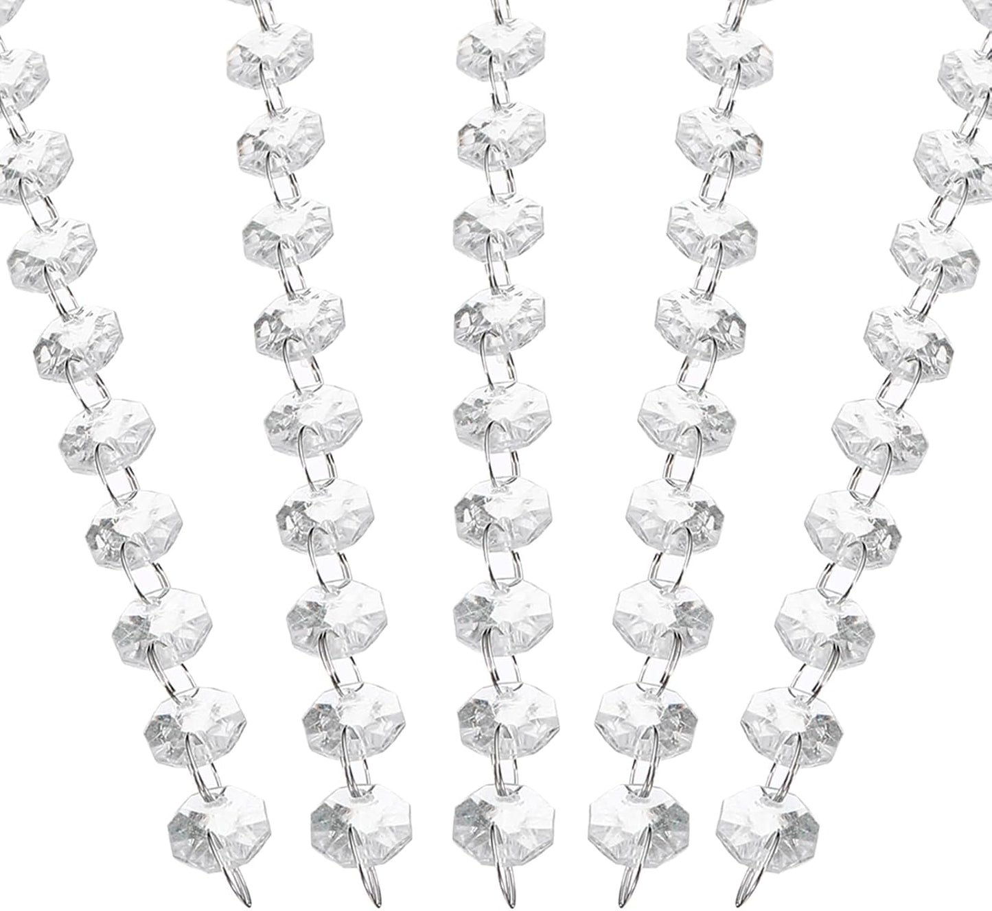 PATIKIL 14 mm Crystal Garland Strands, 32.8 Ft Acrylic Octagon Chandelier Bead Chains String for DIY Craft Wedding Party Home Decorative Jewelry Making, Clear