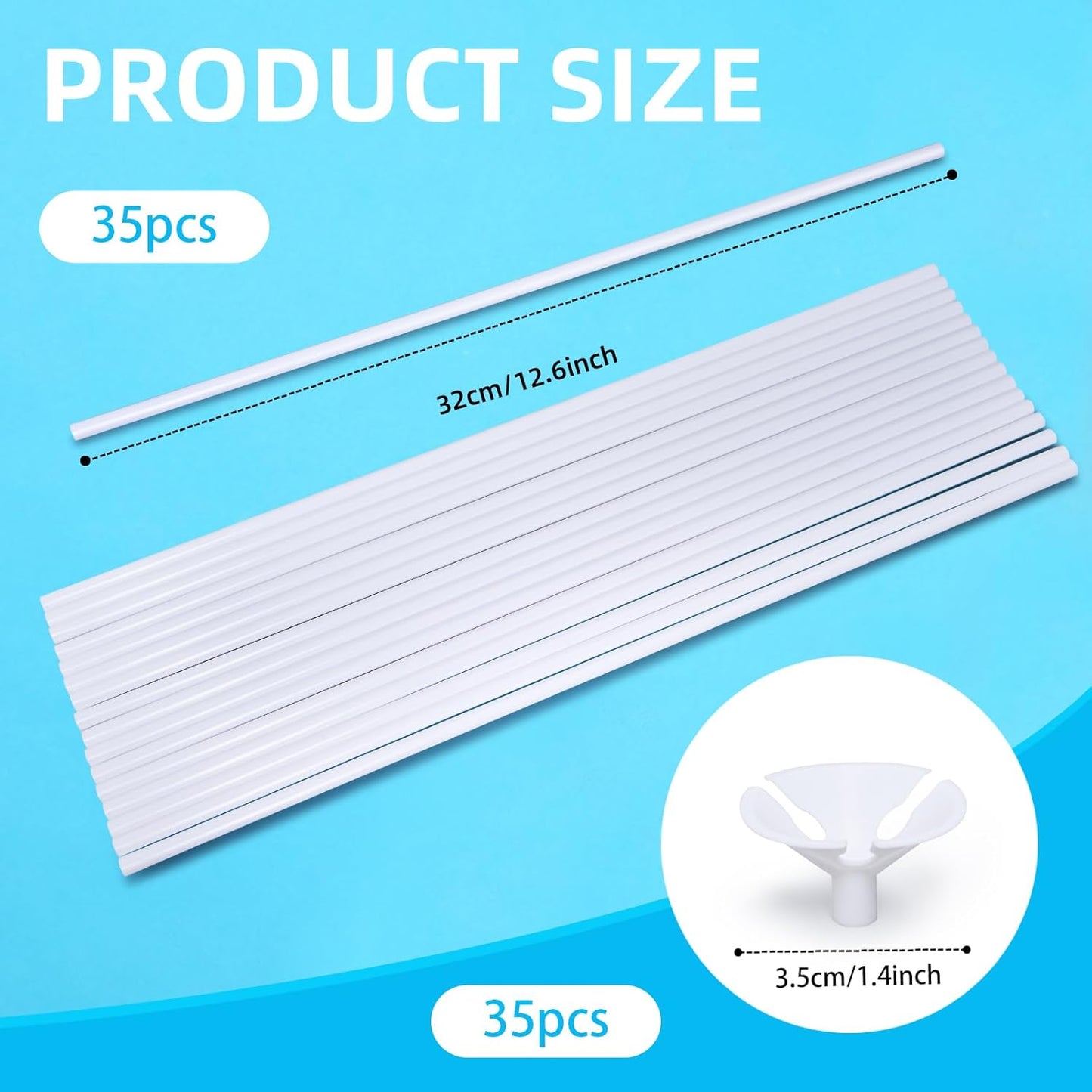 Apoulin Balloon Sticks - 35Pack Balloon Stick and Cup for Party Wedding