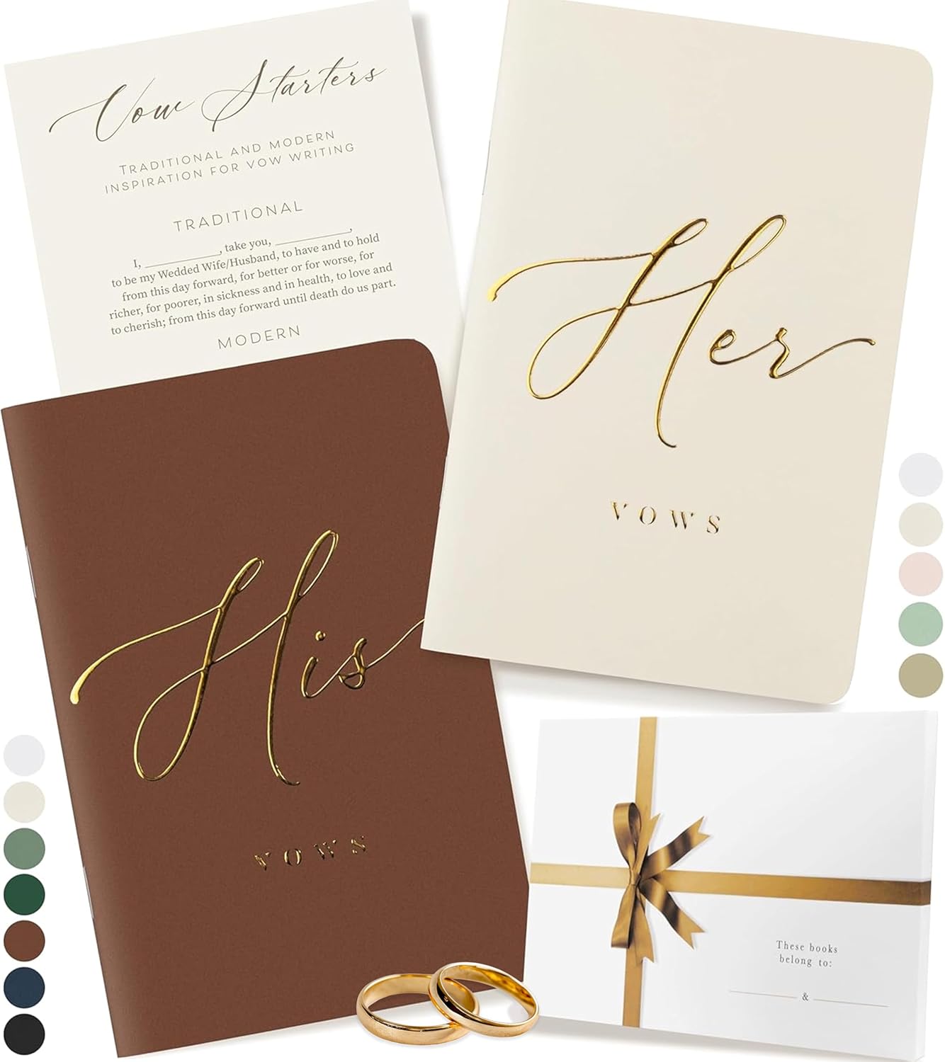 ARTESORI Wedding Vow Books His & Hers - Wedding Registry Gifts Ideas for Bride & Groom, Vow Books for Wedding - Soft-Touch, Gold-Foiled, 28 Lined Pages Vow Book for Her & Him [Ivory & Terracotta]