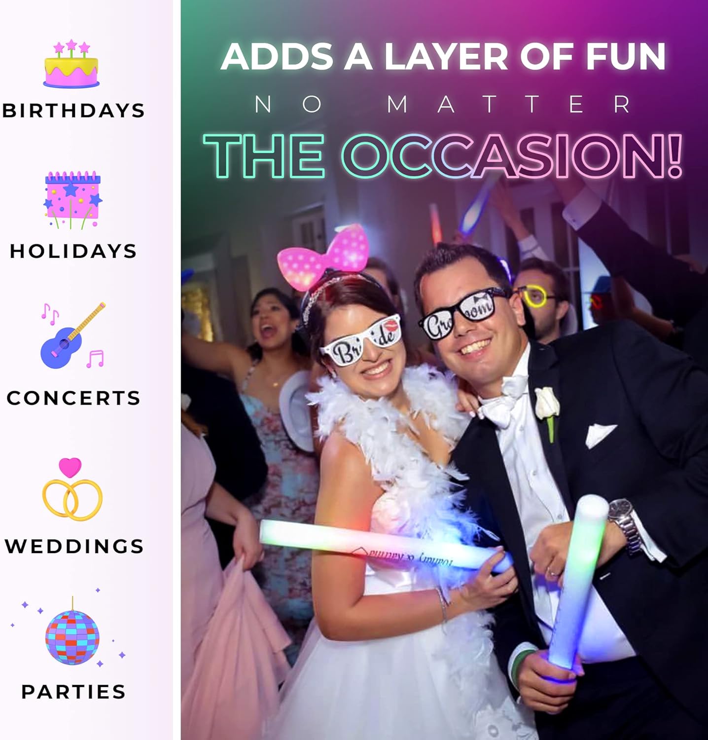 100 Orange Foam Glow Sticks - 16" Light Up Sticks for Wedding, Parties & Dancing