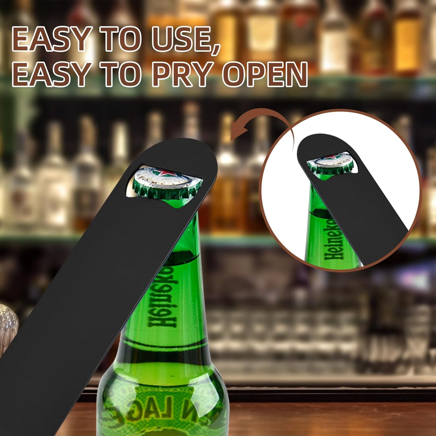 100 Pack Flat Beer Bottle Opener 7 inch Stainless Steel Flat Bottle Opener Black Beer Bottle Openers for Bartender Kitchen Bar Restaurant (7 Inch)