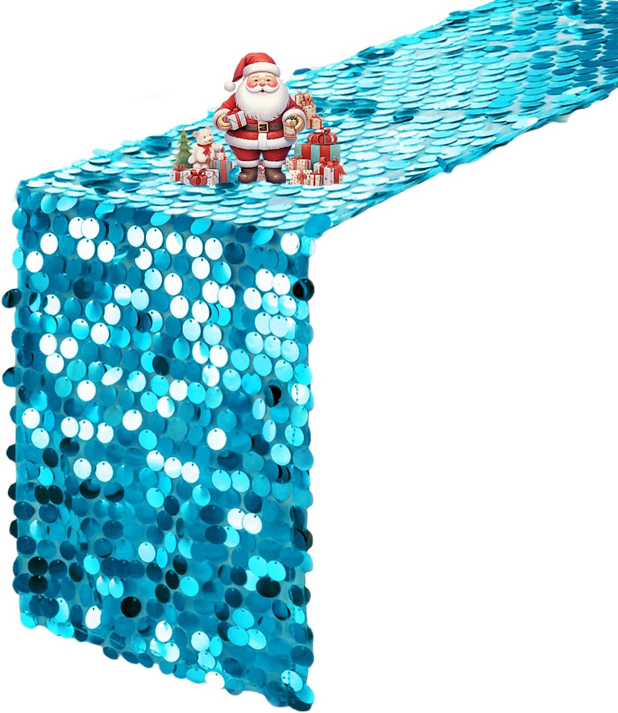 VHH Sequin Table Runner 12 x 108 inches Turquoise Table Runner, Glitter Runner for Party Wedding Birthday, Party Spring Easter Rustic, Birthday Supplies Decorations (1 Pack).
