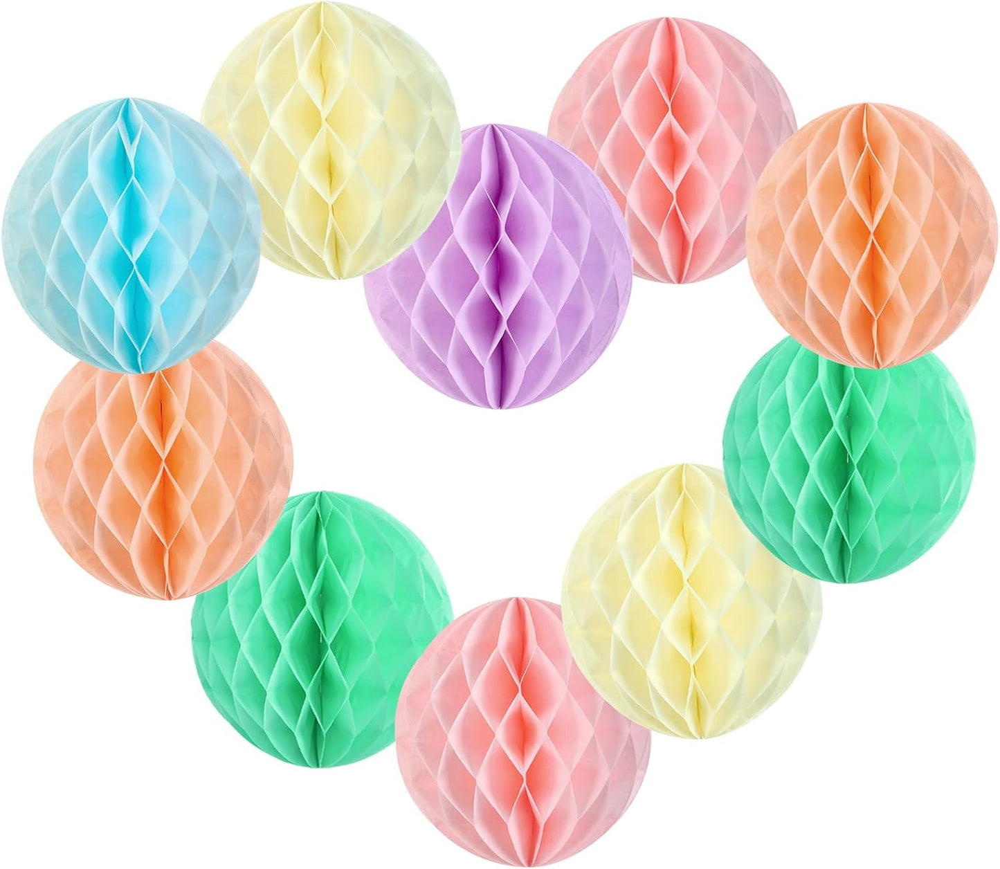 Hanging Honeycomb Decorations, Pastel Party Decorations, Rainbow Honeycomb Balls Decorations for Macaron Birthday Baby Shower Spring Decor, Set of 16 ﻿