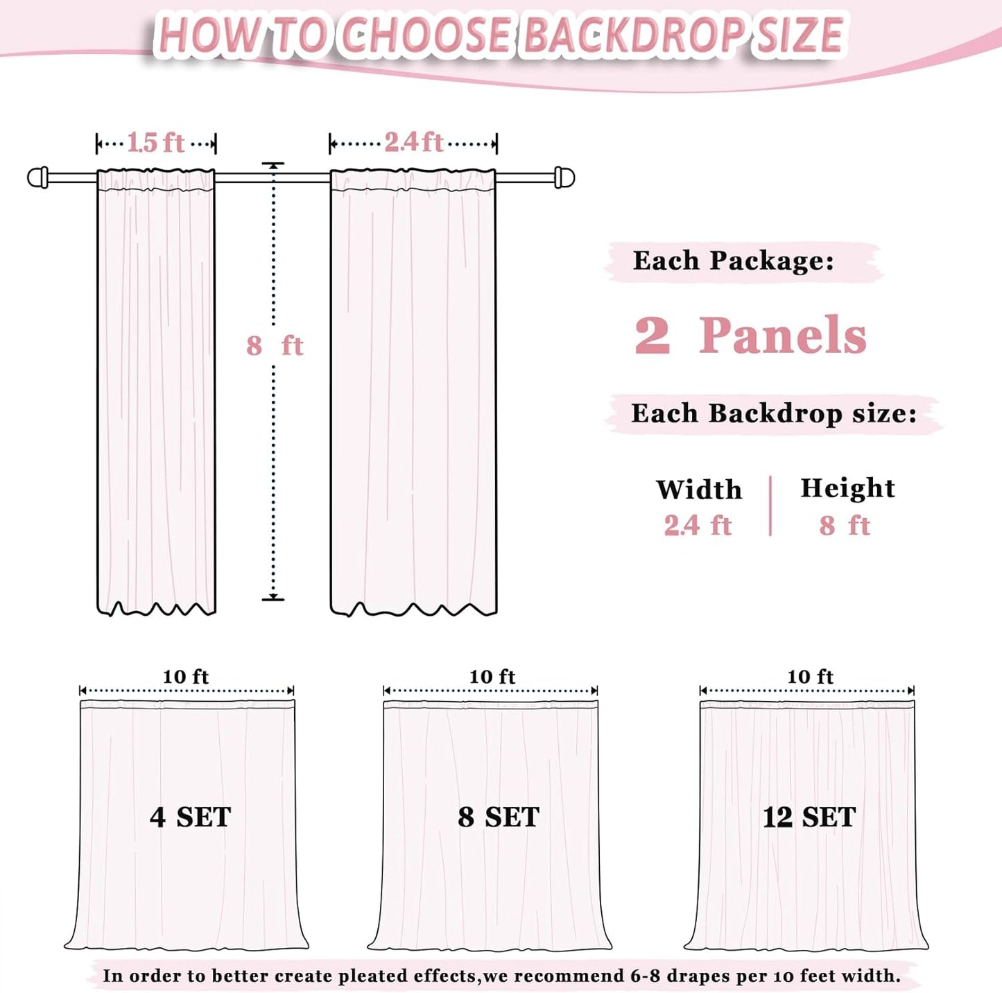 DUOBAO Chiffon Backdrop Curtain-2 Panels 29x96-Inch Wedding Backdrops Drapes Lavender Sheer Curtain Panels Tulle Drape Chiffon Fabric Photography Background for Party (29''x96''x2pcs, Lavender)