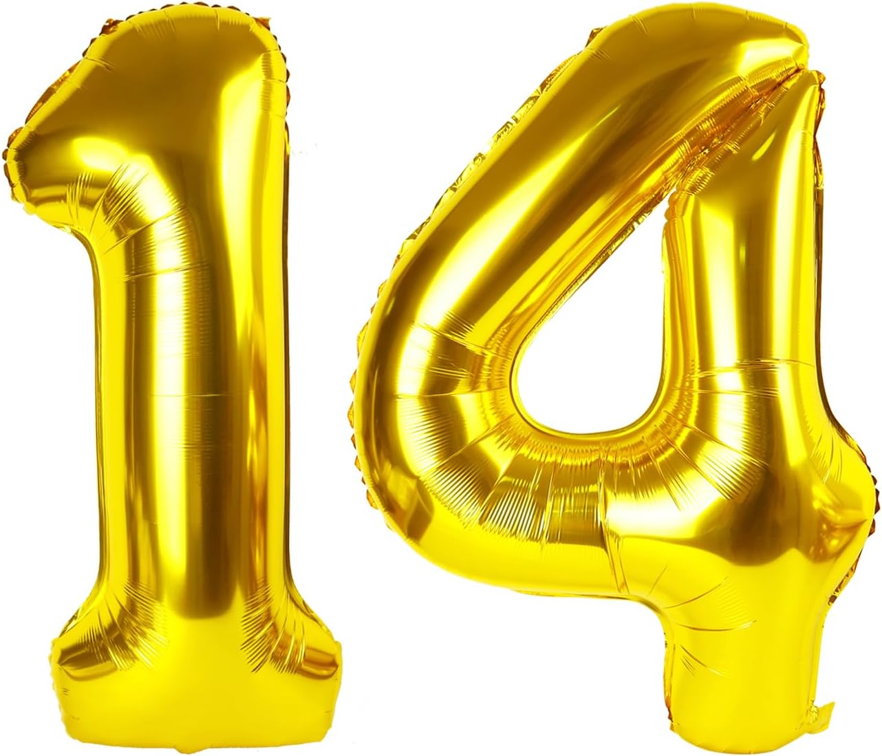 40 Inch Gold Large Number 14 Birthday Balloon, Giant Number 14 Fourteen Balloons, Foil Mylar Big Balloons for Anniversary Graduation Supplies Decorations