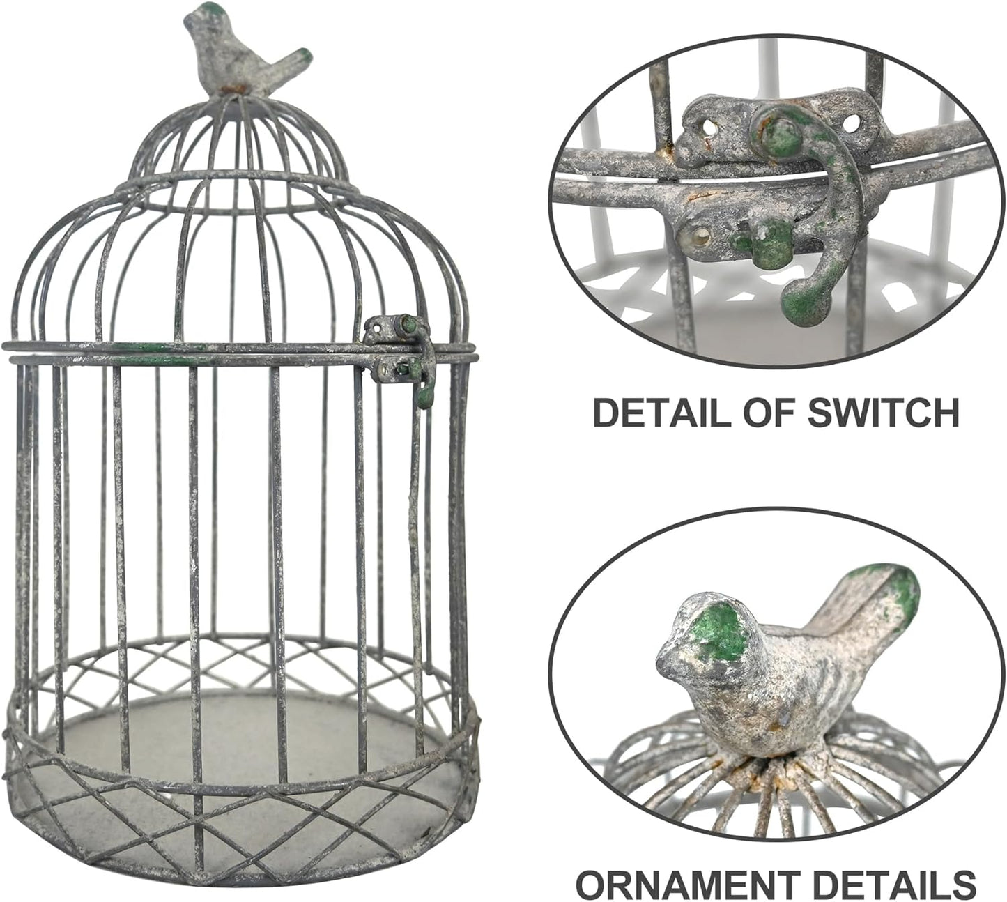 Rustic Farmhouse Metal Planter Holder Vintage Birdcage Candle Holder Distressed Deractive Flower Stand for Wedding Decor Party Centerpieces Garden Home Patio Outdoor Indoor Decor