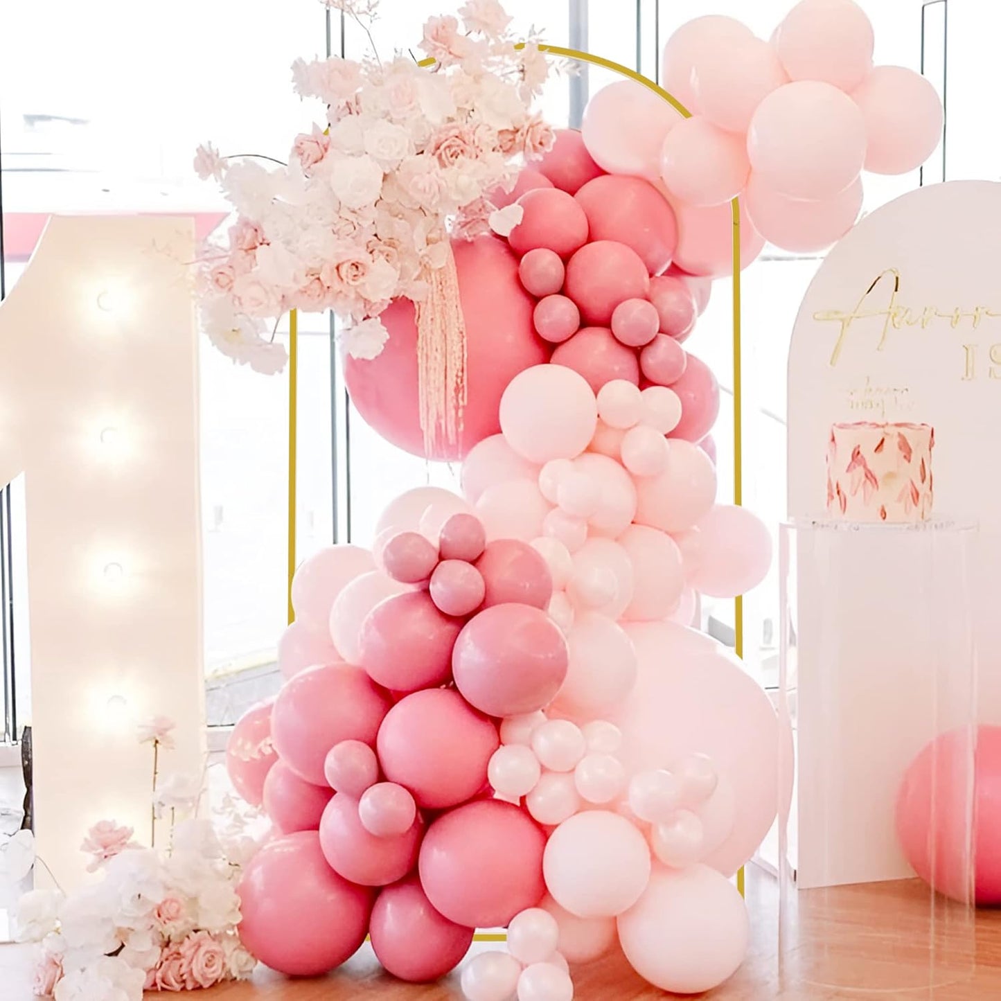 Wokceer 7.2 FT Wedding Arch Backdrop Stand and Arch Cover Metal Arch Stand with Arch Stand Cover for Birthday Party Wedding Ceremony Bridal Baby Shower Event Decor