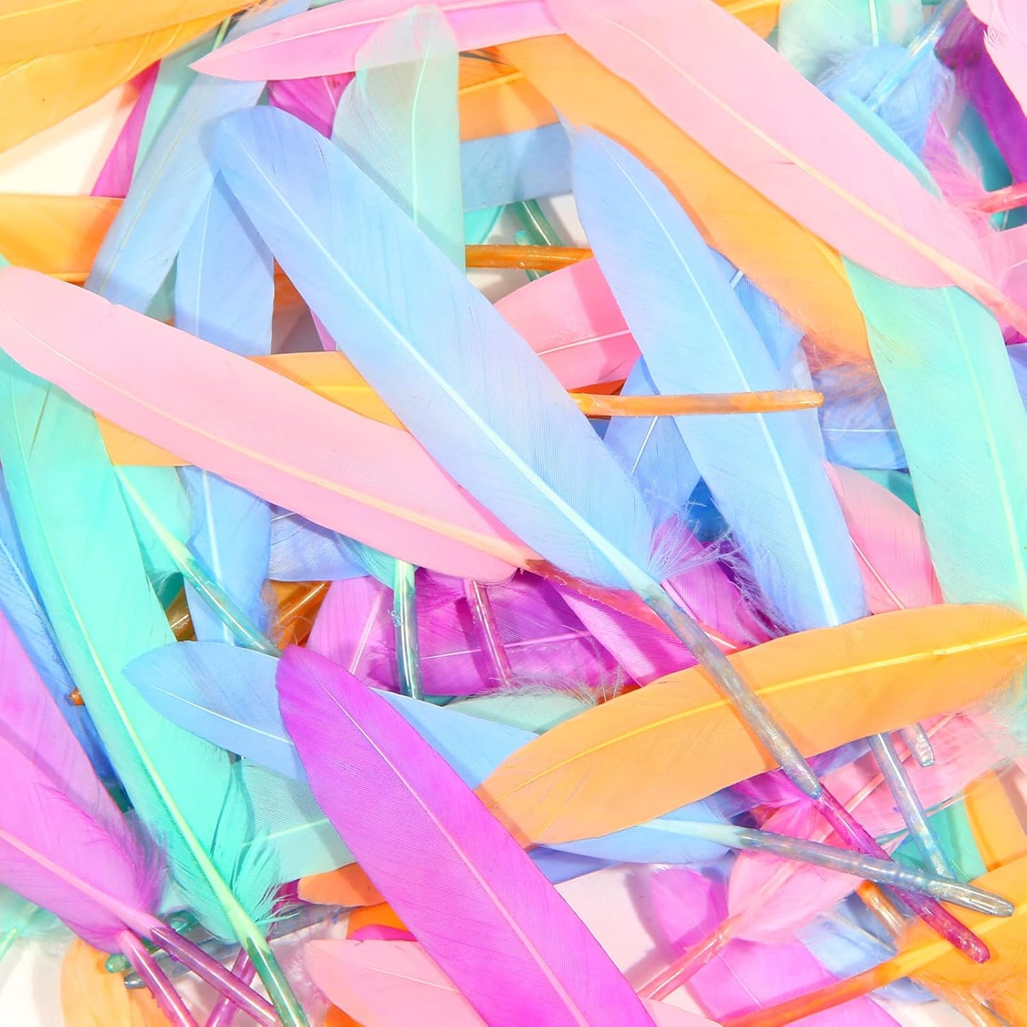 FeelfunFeather 120pcs Macaron Goose Cochettes Feather 4-6 inch 10-15cm Bulk Natural for Wedding Party Halloween Decorations DIY Cosplay Gothic Costumes Crafts