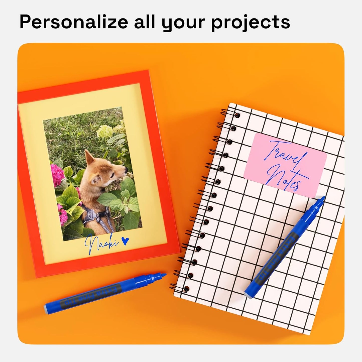 ARTISTRO Blue Permanent Marker - Set of 2 Black Paint Pen, Oil Based Paint Markers Extra-Fine Tip 0.7mm, Waterproof Quick Dry Black Marker for Rock Painting, Ceramic, Glass, Wood, Tire, Fabric & More