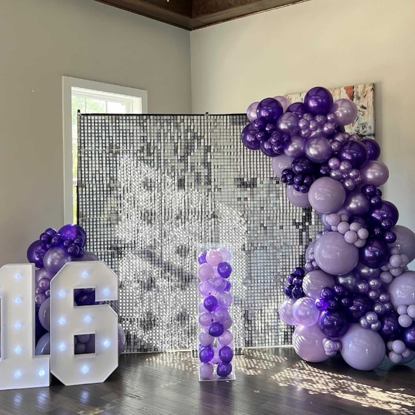 Purple Balloons,50Pcs 12 Inch Metallic Lavender Black Purple Confetti for Princess Girl Birthday Bridal Shower Wedding Anniversary Party Supplies