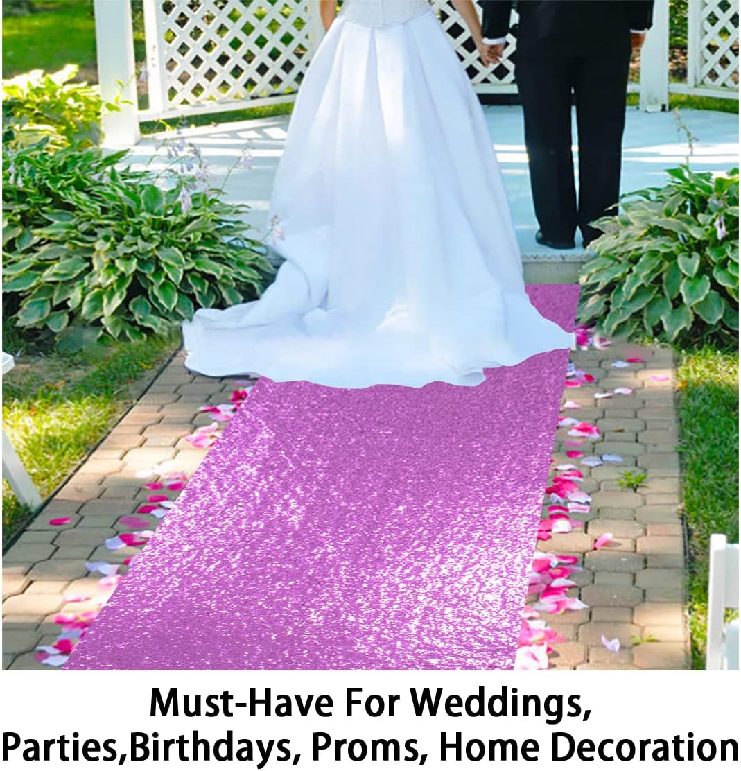 ShinyBeauty Lavender Carpet Runner for Party 2x15Ft Sequin Aisle Runners for Weddings Sparkly Floor Carpet Rug for Outdoor Indoor Ceremonies Decor