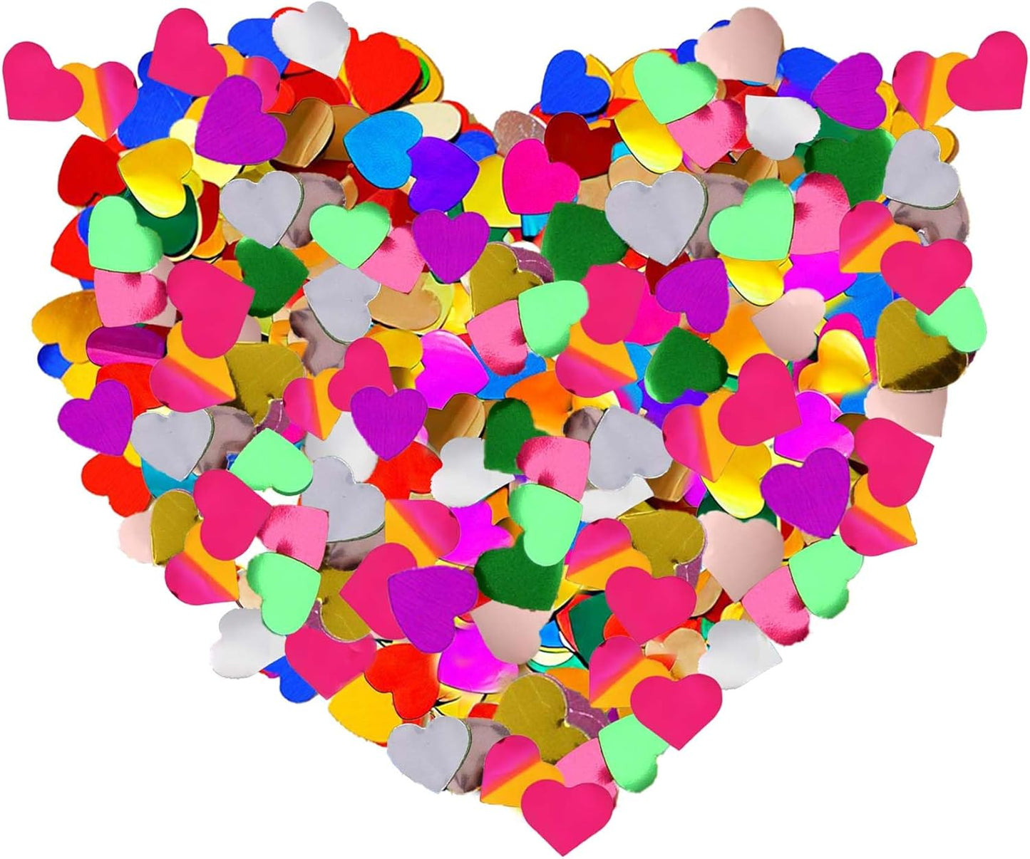 Rainbow Heart Metallic Foil Confetti 8000 Pcs Shiny Heart Table Confetti for Fill Balloon Wedding Graduation Party Decorations,60g of Pack